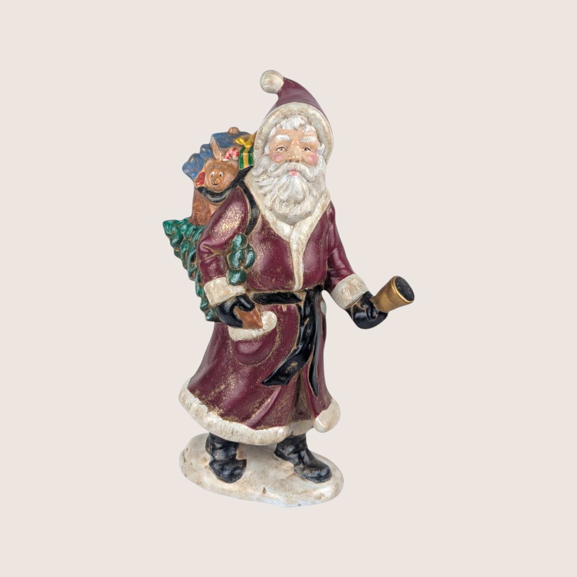 Vintage Pair Hand Painted Old World Santa Figures