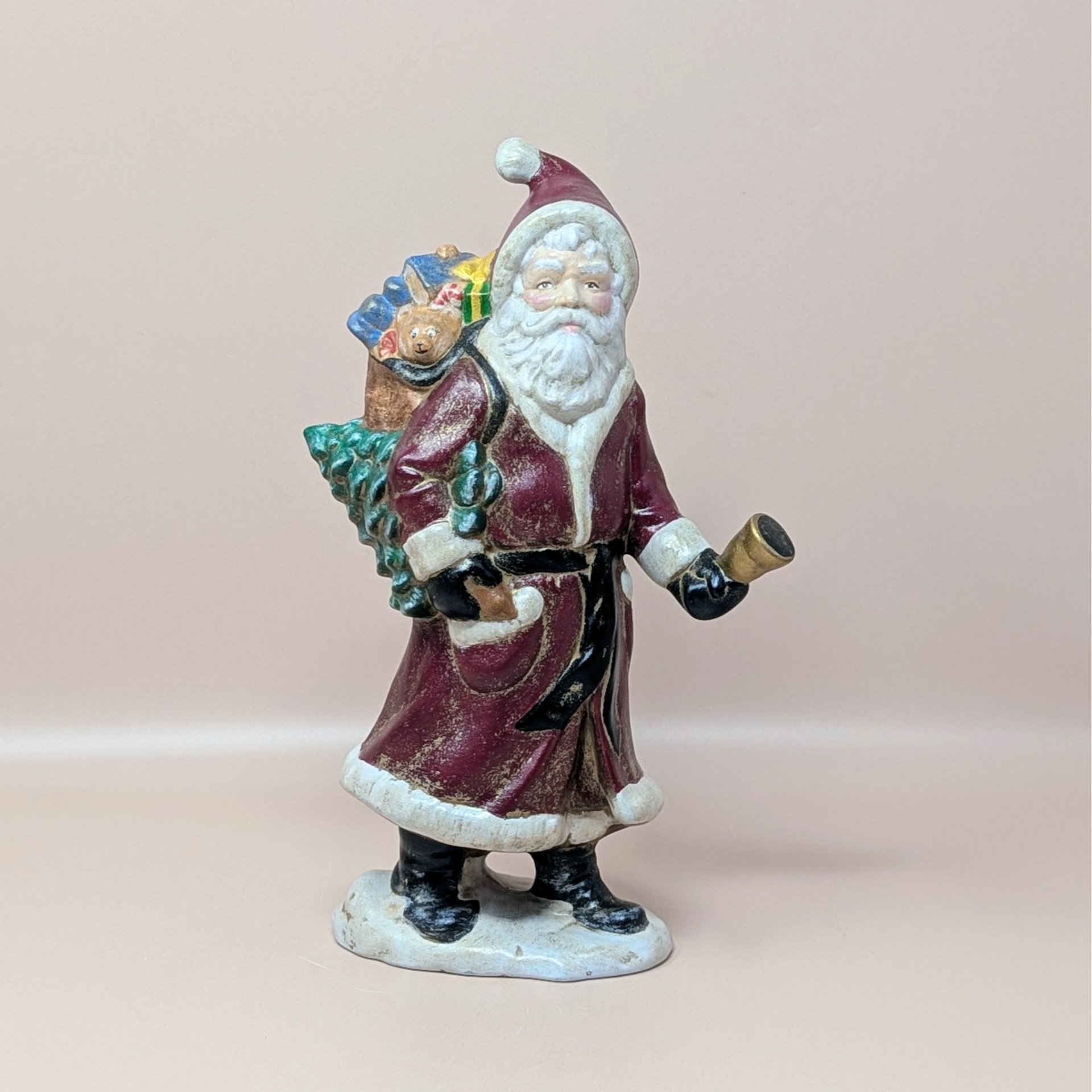 Vintage Pair Hand Painted Old World Santa Figures