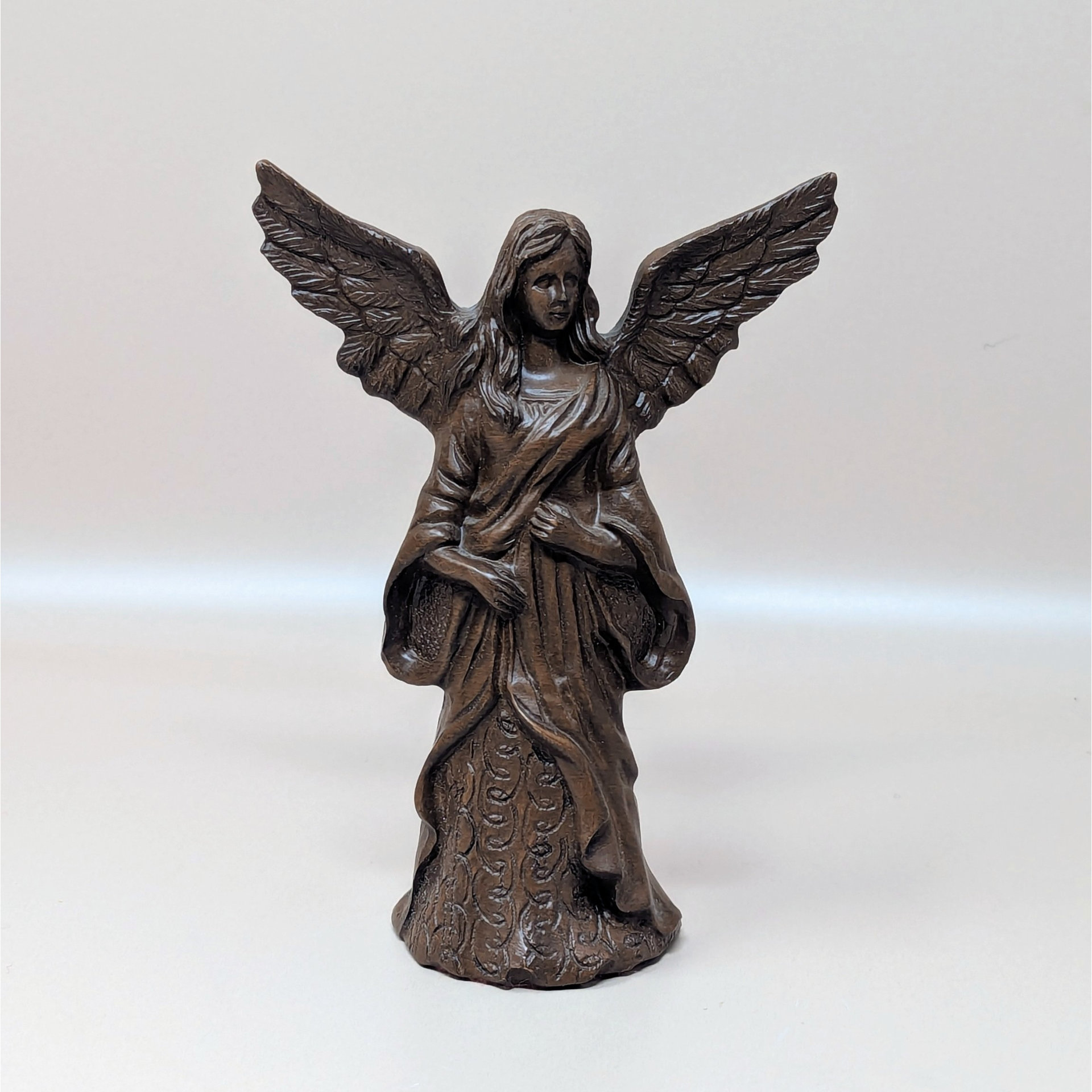 A vintage limited edition "Christina" angel figurine by Lori Johnson. The detailed resin figure has a bronze-like finish, stands approximately 6.25 inches tall, and is shown against a neutral background.