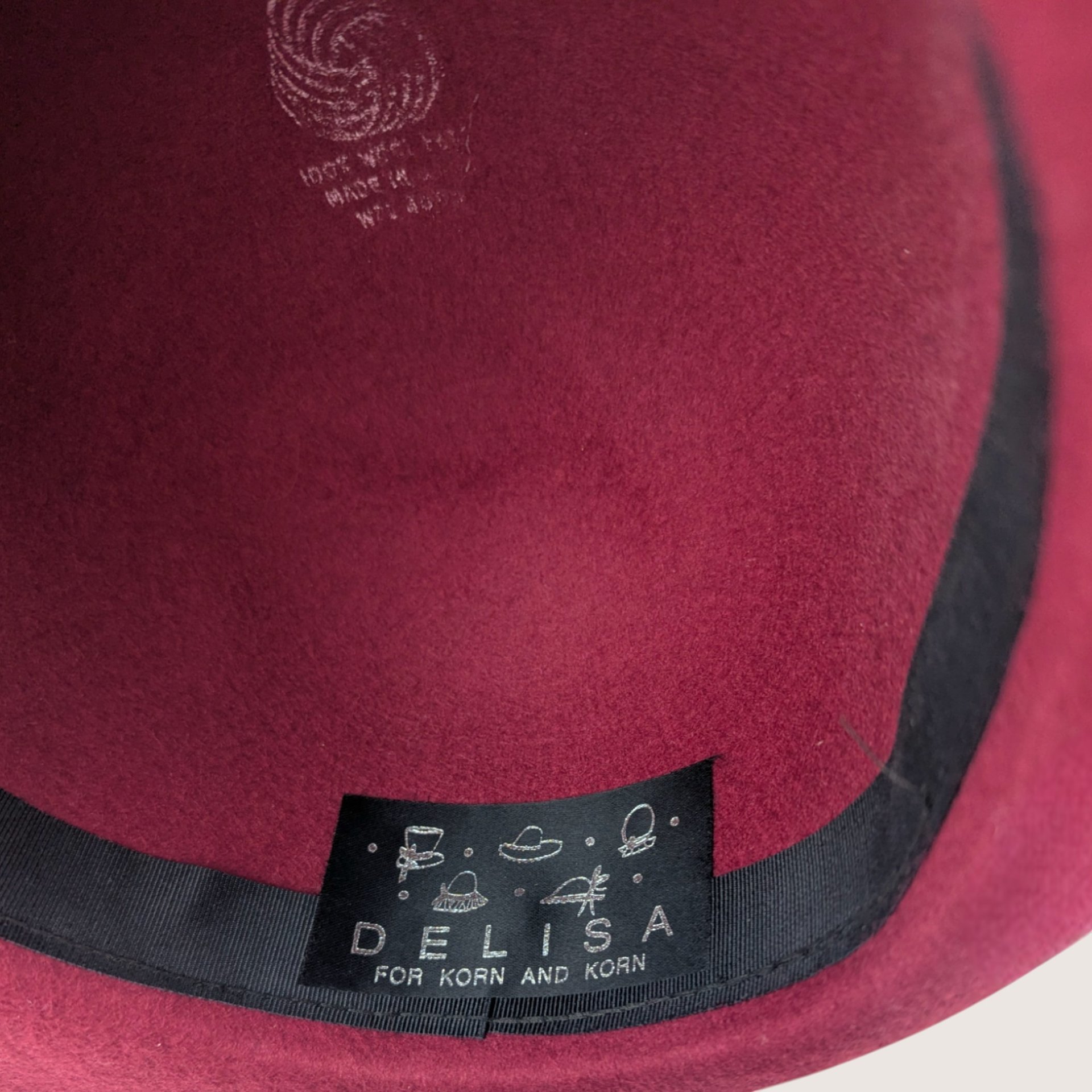 Vintage Delisa Wool Burgundy Sequin Cocktail Brim Hat Daytons Tag