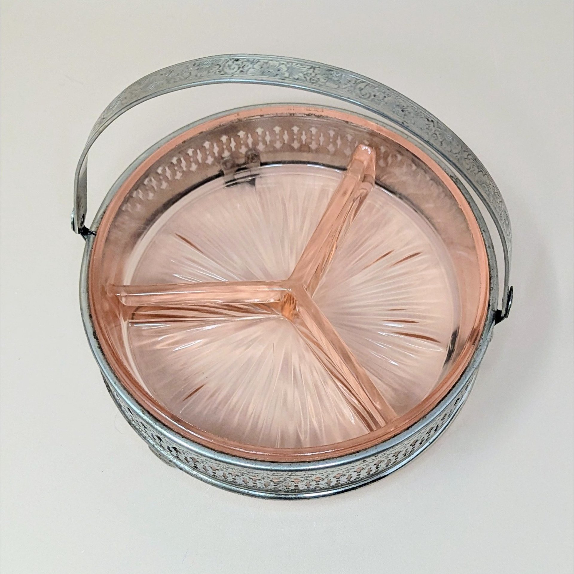 1930s Pink Depression Glass Covered Bowl