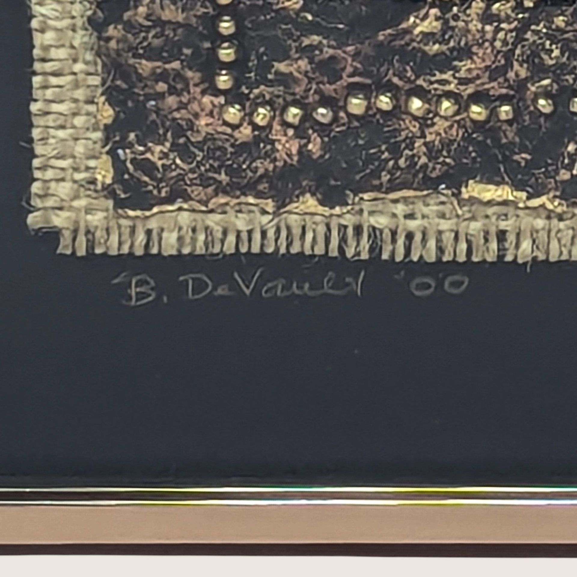 2000 Barbara DeVault Framed Mixed Media Handmade Paper Painting