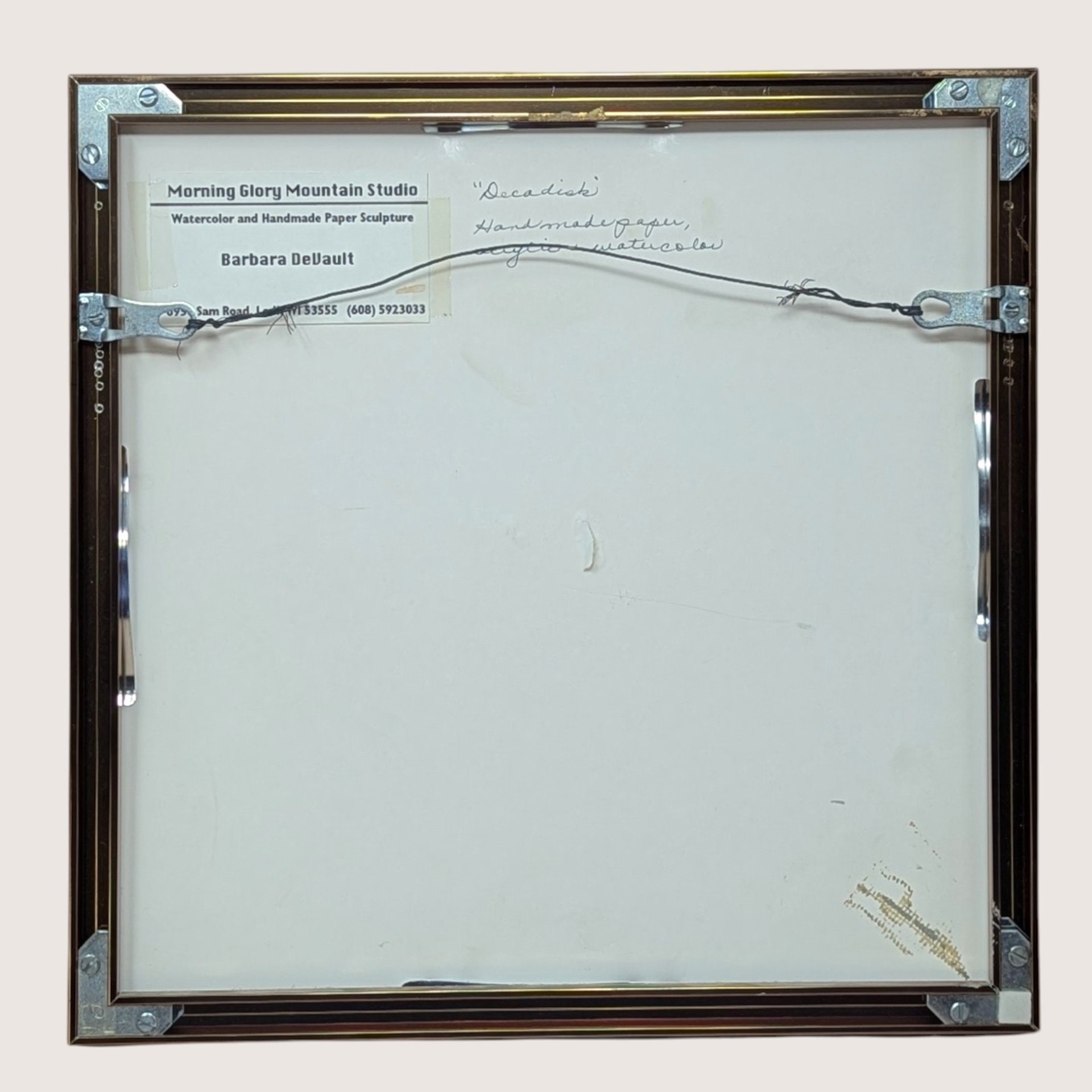 1997 Barbara DeVault Framed Decadisk Mixed Media Handmade Paper Painting