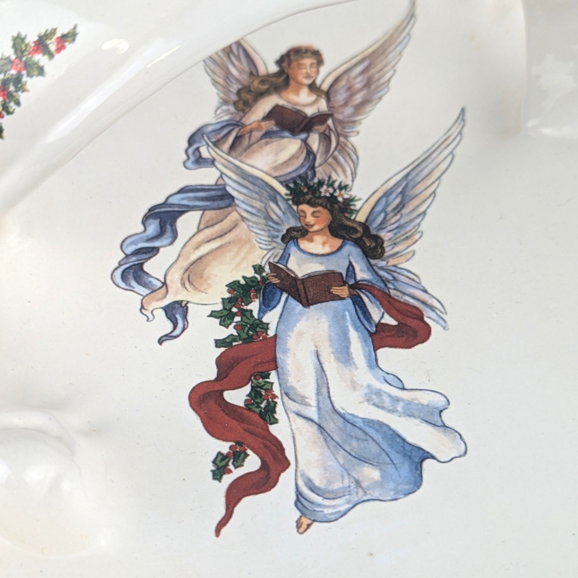 Vintage Handmade Ceramic Christmas Angel Tray