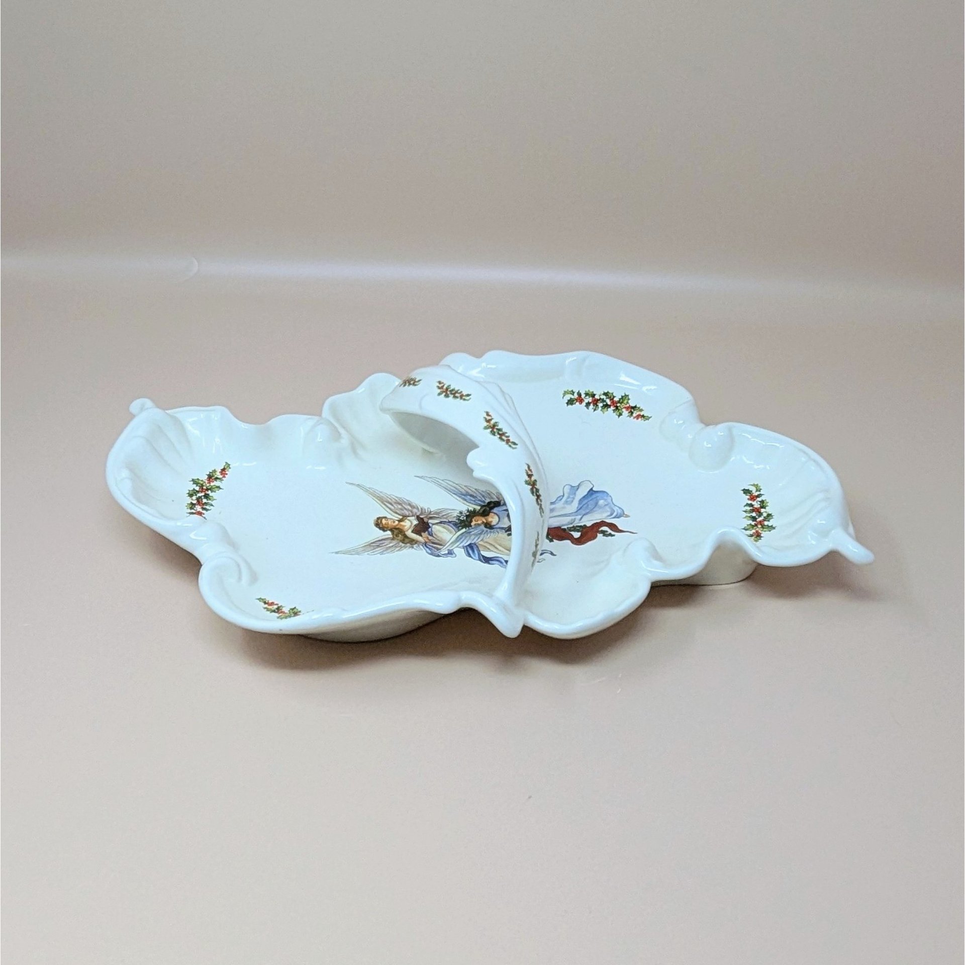 Vintage Handmade Ceramic Christmas Angel Tray