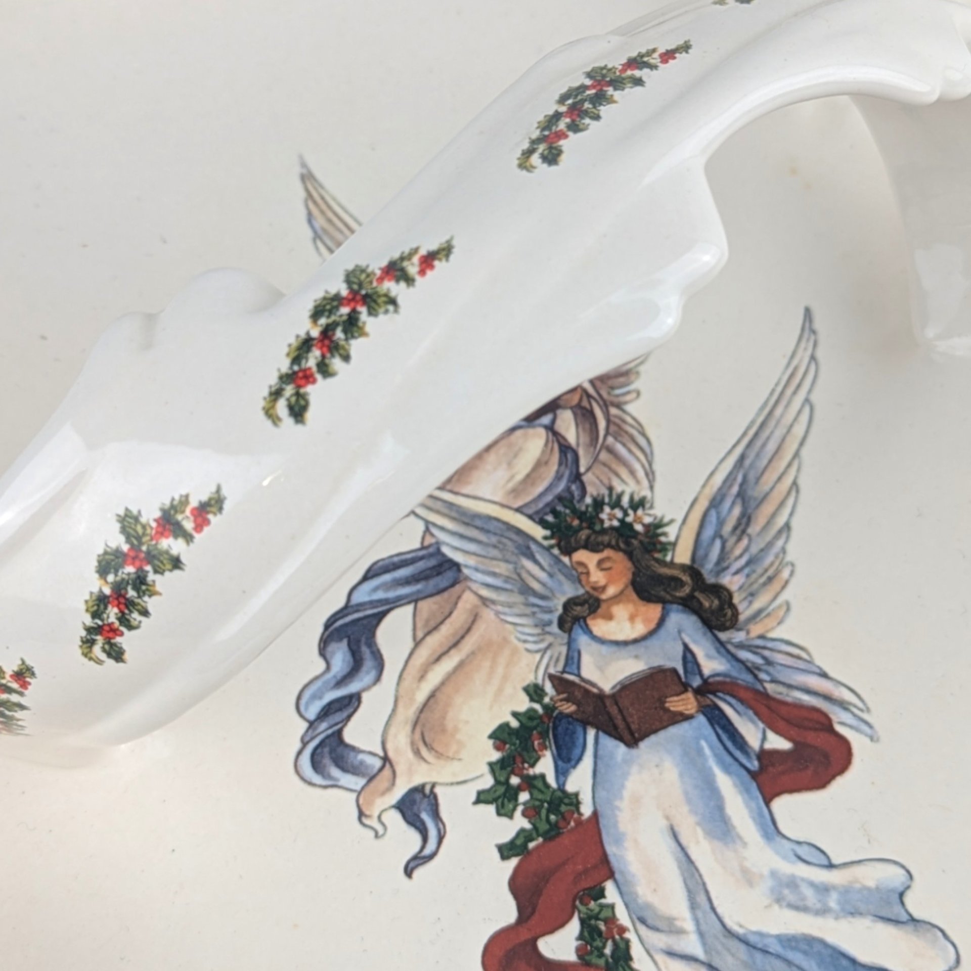 Vintage Handmade Ceramic Christmas Angel Tray
