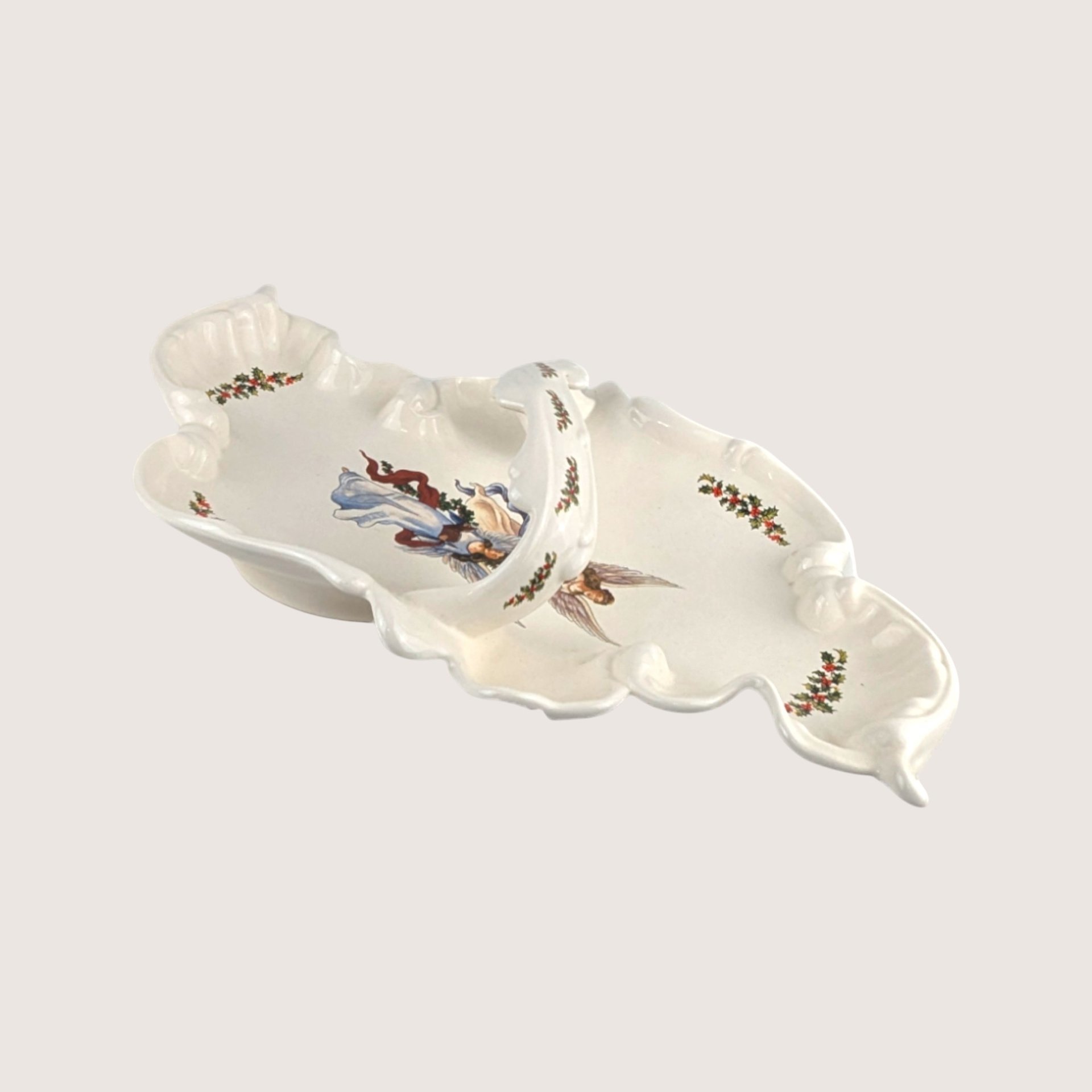 Vintage Handmade Ceramic Christmas Angel Tray