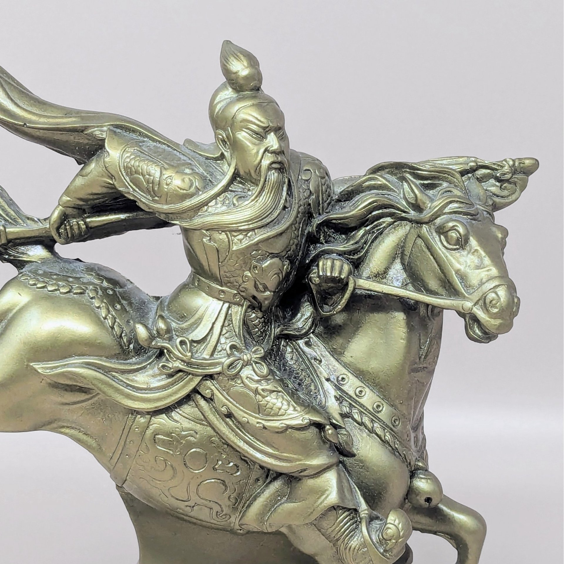 1980s Guan Yu Resin Warrior Statue