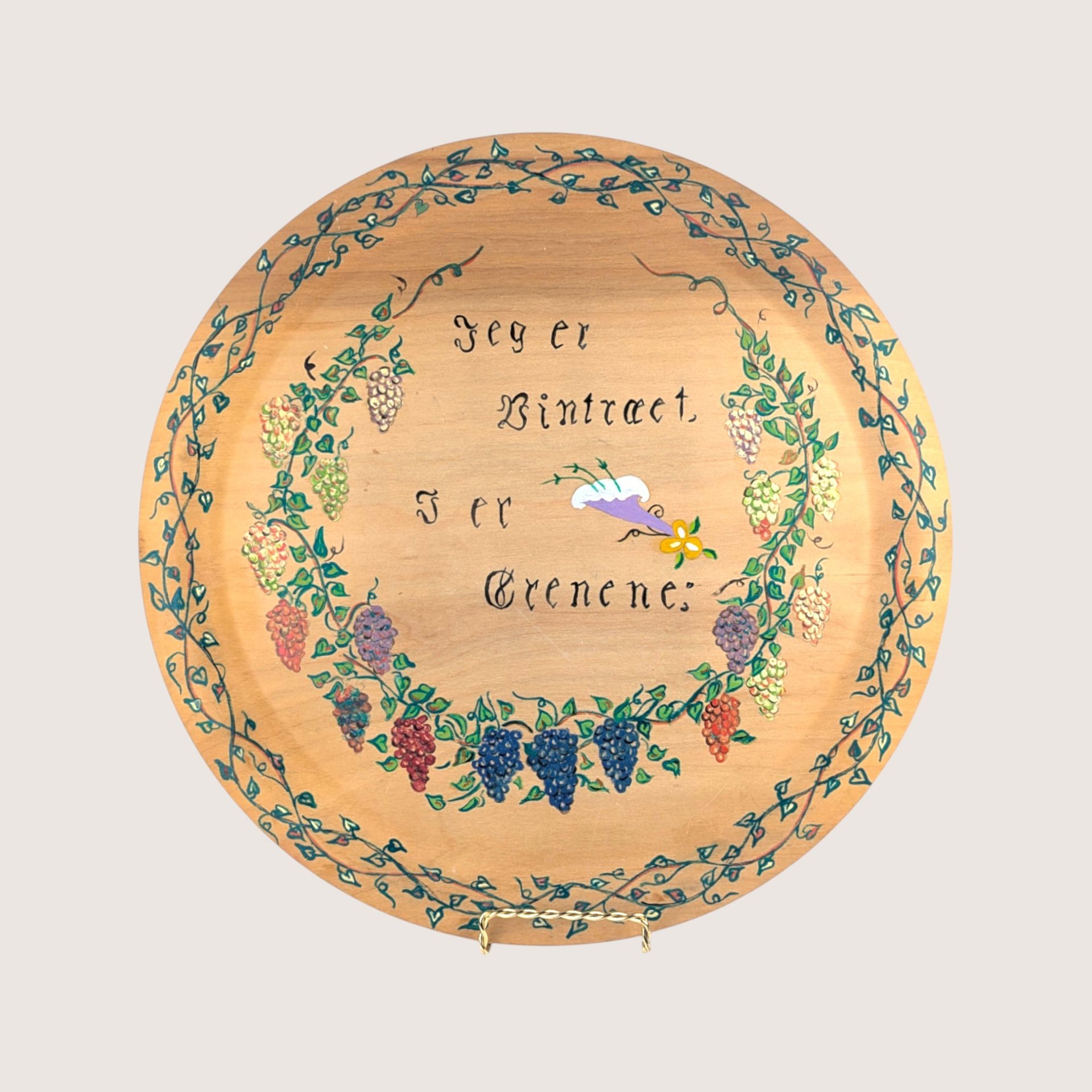 1956 Norwegian Rosemaling Hand Painted Wooden Decorative Plate