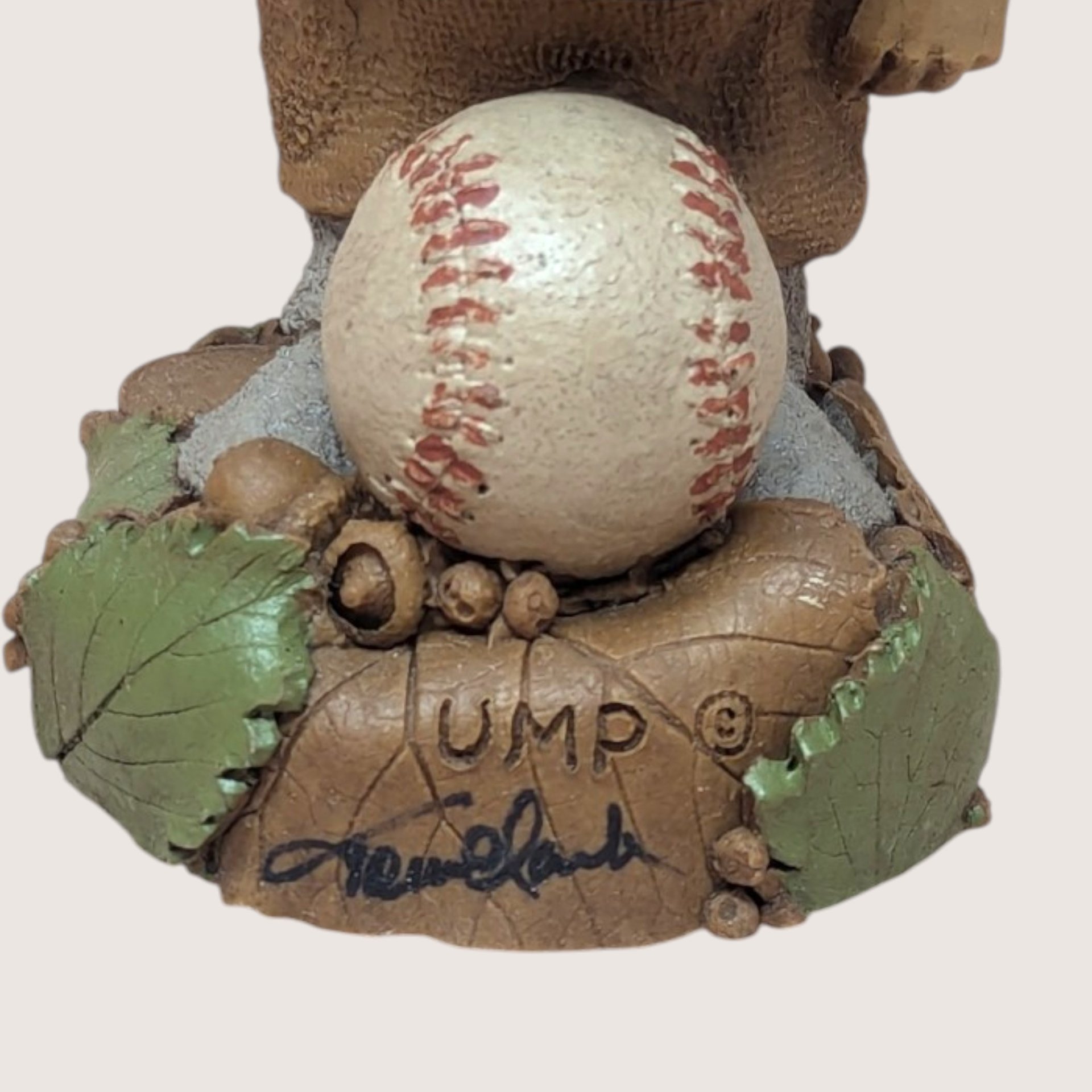 1980s Tom Clark Ump Signed Gnome Baseball Figurine