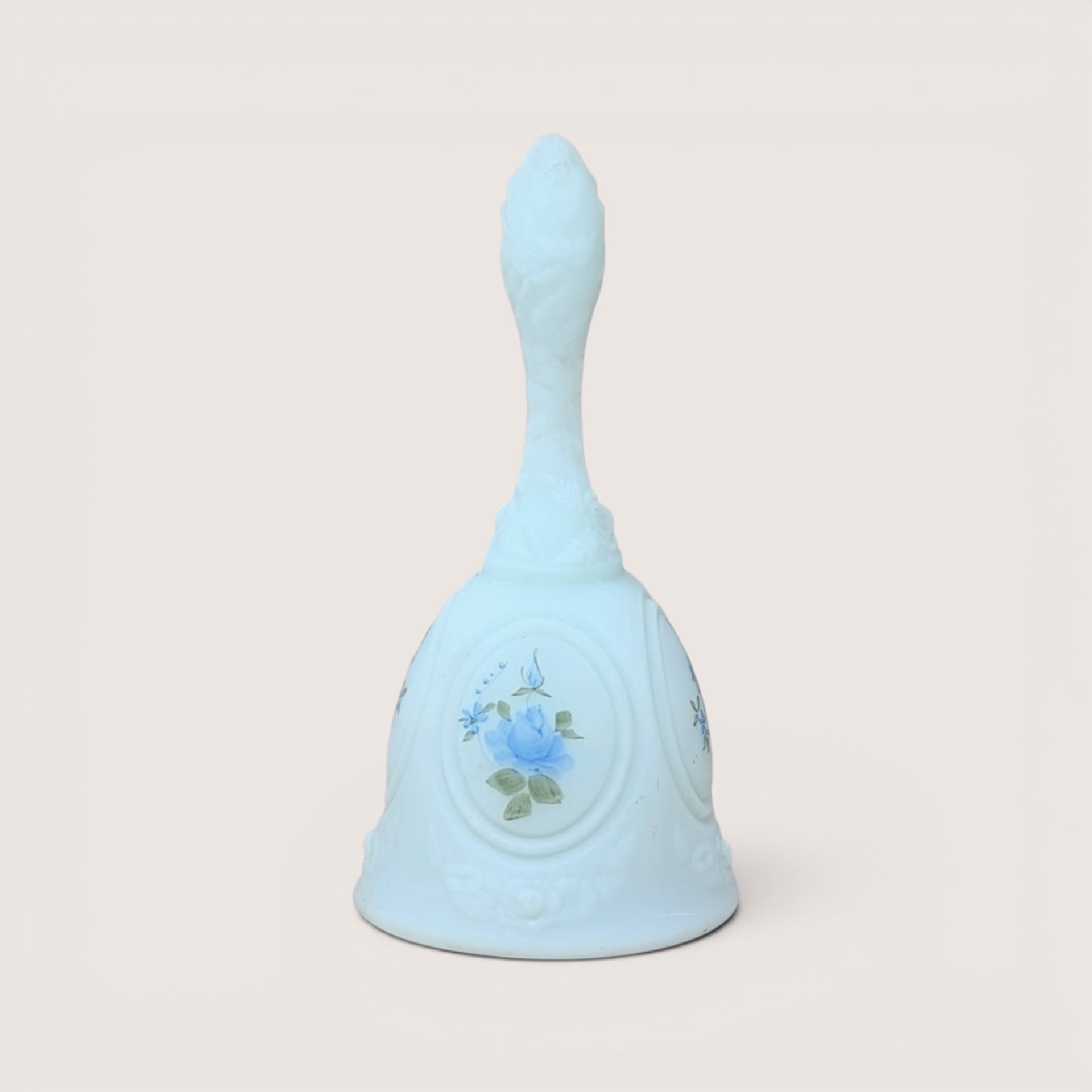 Vintage Fenton Hand Painted Blue Glass Bell