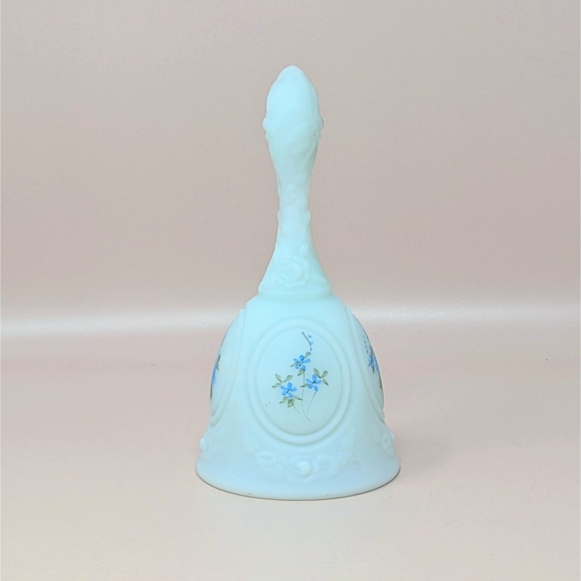 Vintage Fenton Hand Painted Blue Glass Bell