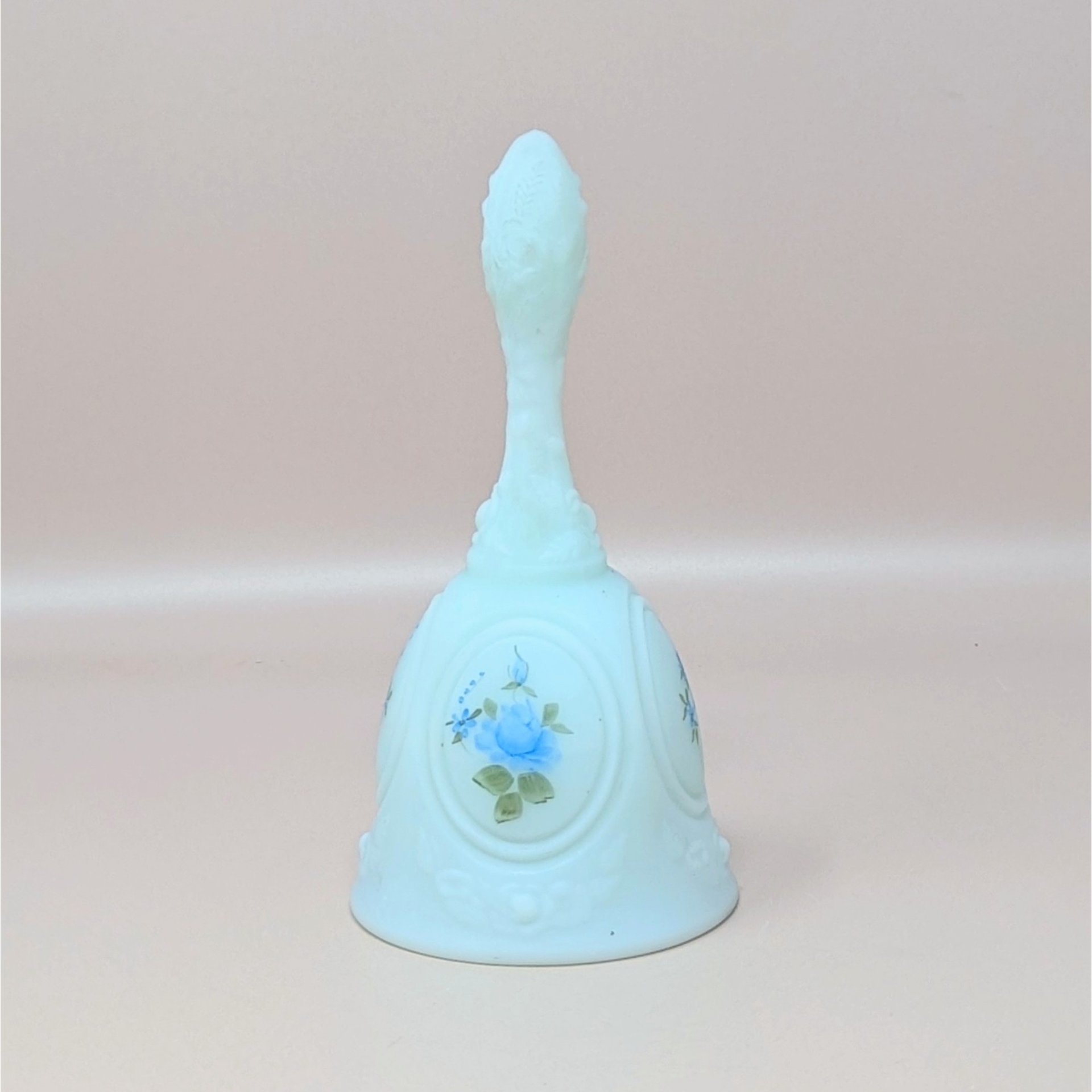 Vintage Fenton Hand Painted Blue Glass Bell