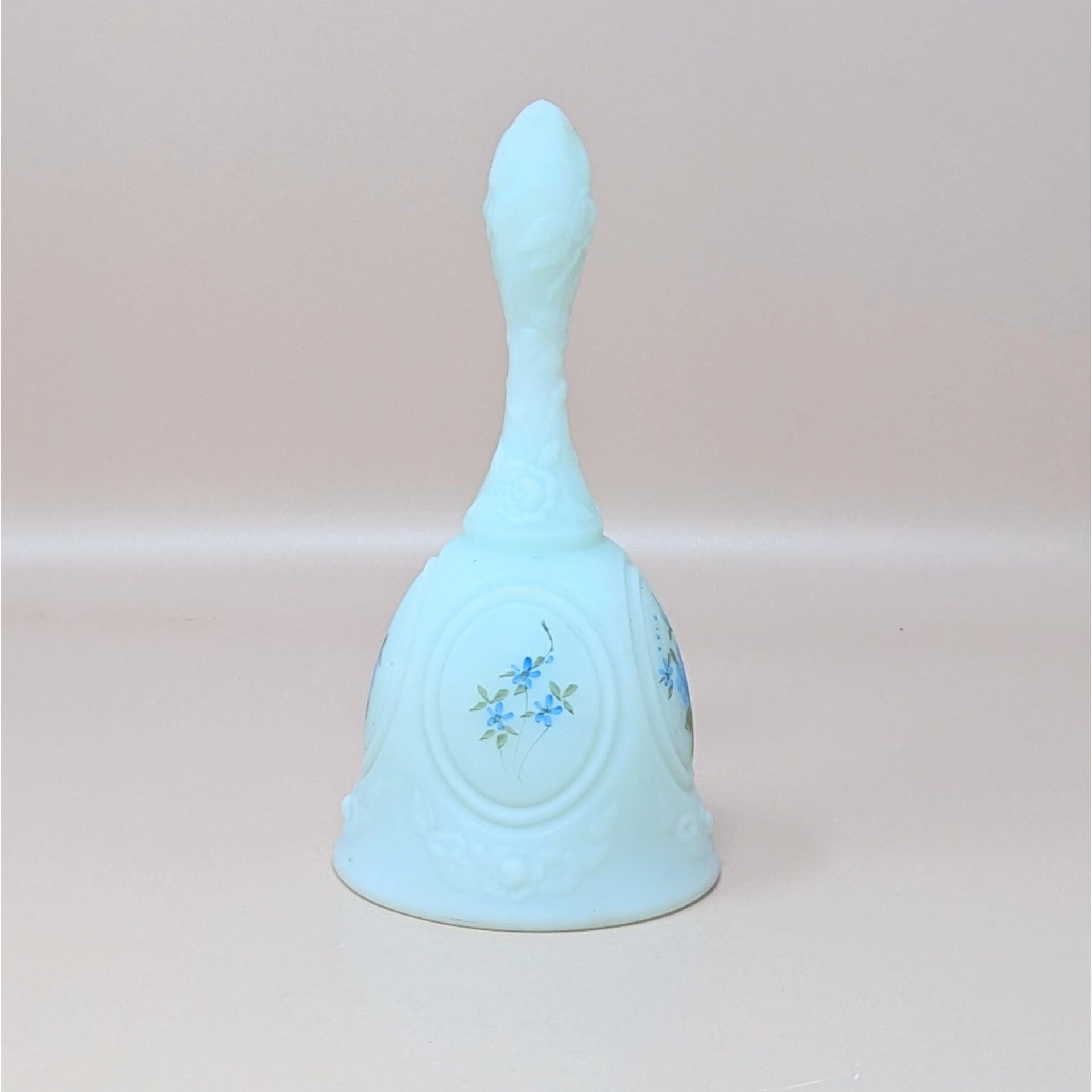 Vintage Fenton Hand Painted Blue Glass Bell
