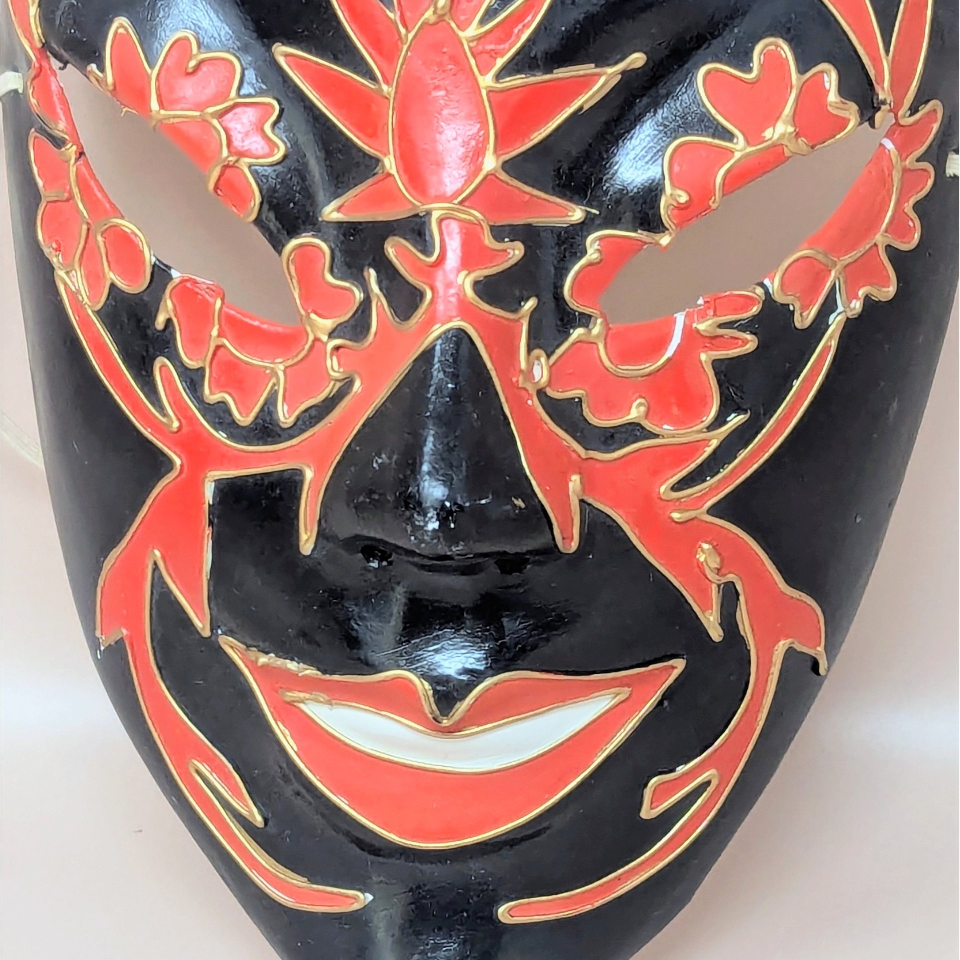 1980s Handmade Red and Black Mask Wall Art