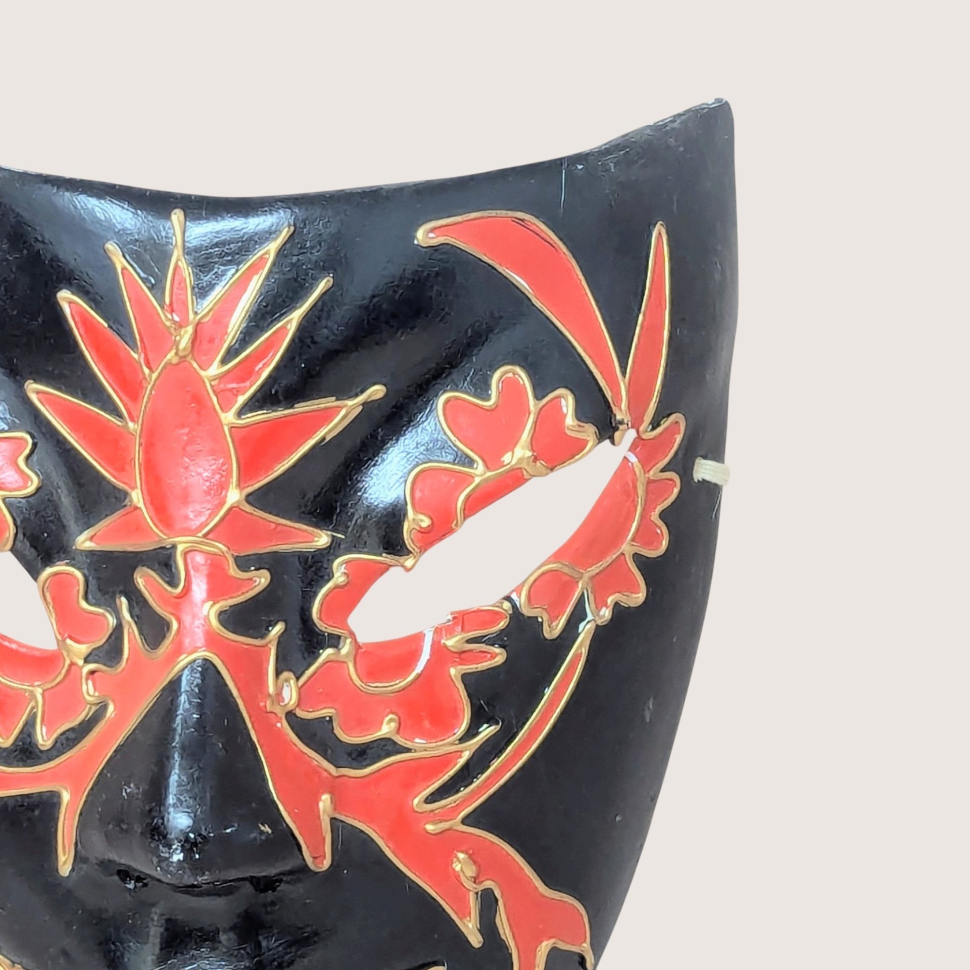 1980s Handmade Red and Black Mask Wall Art