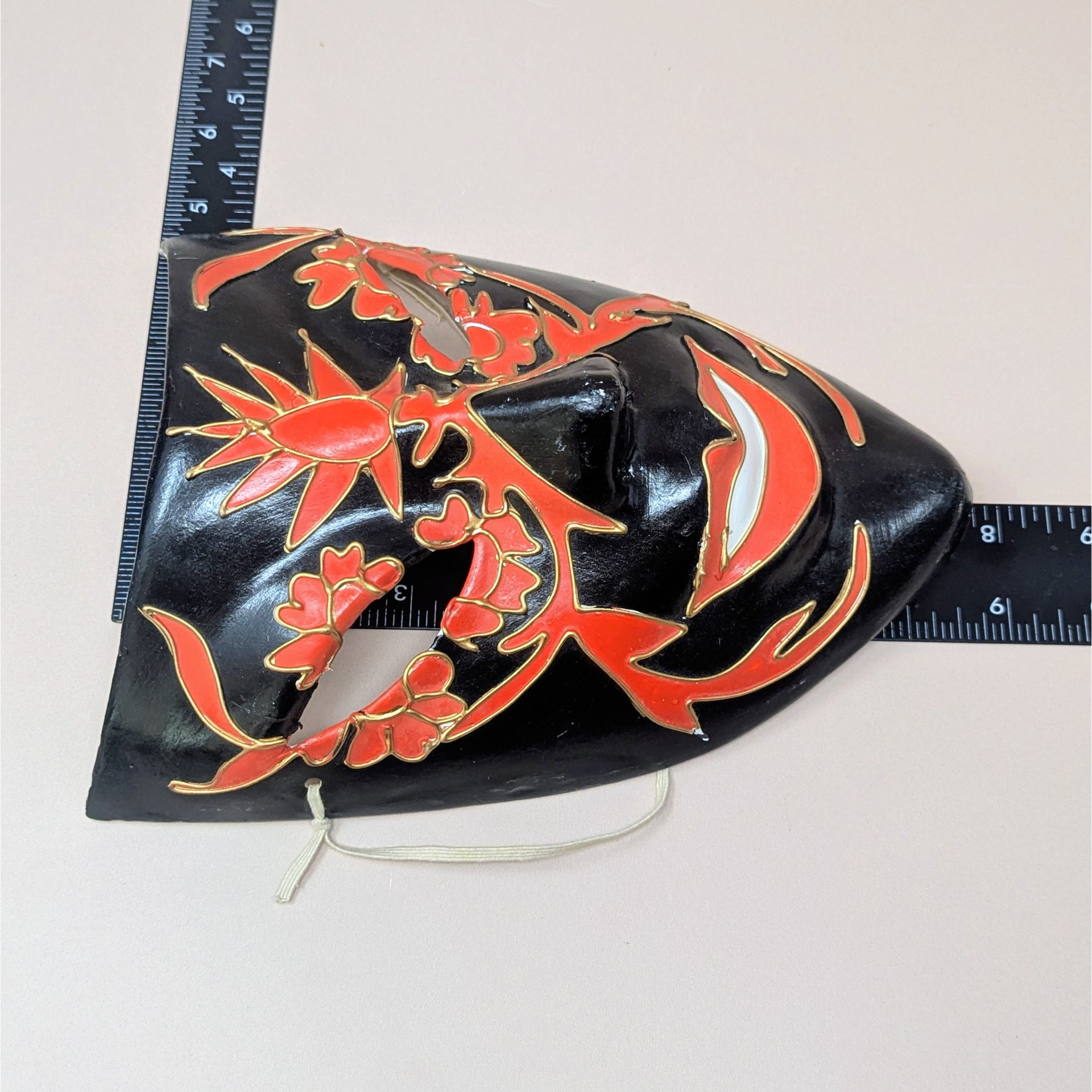 1980s Handmade Red and Black Mask Wall Art