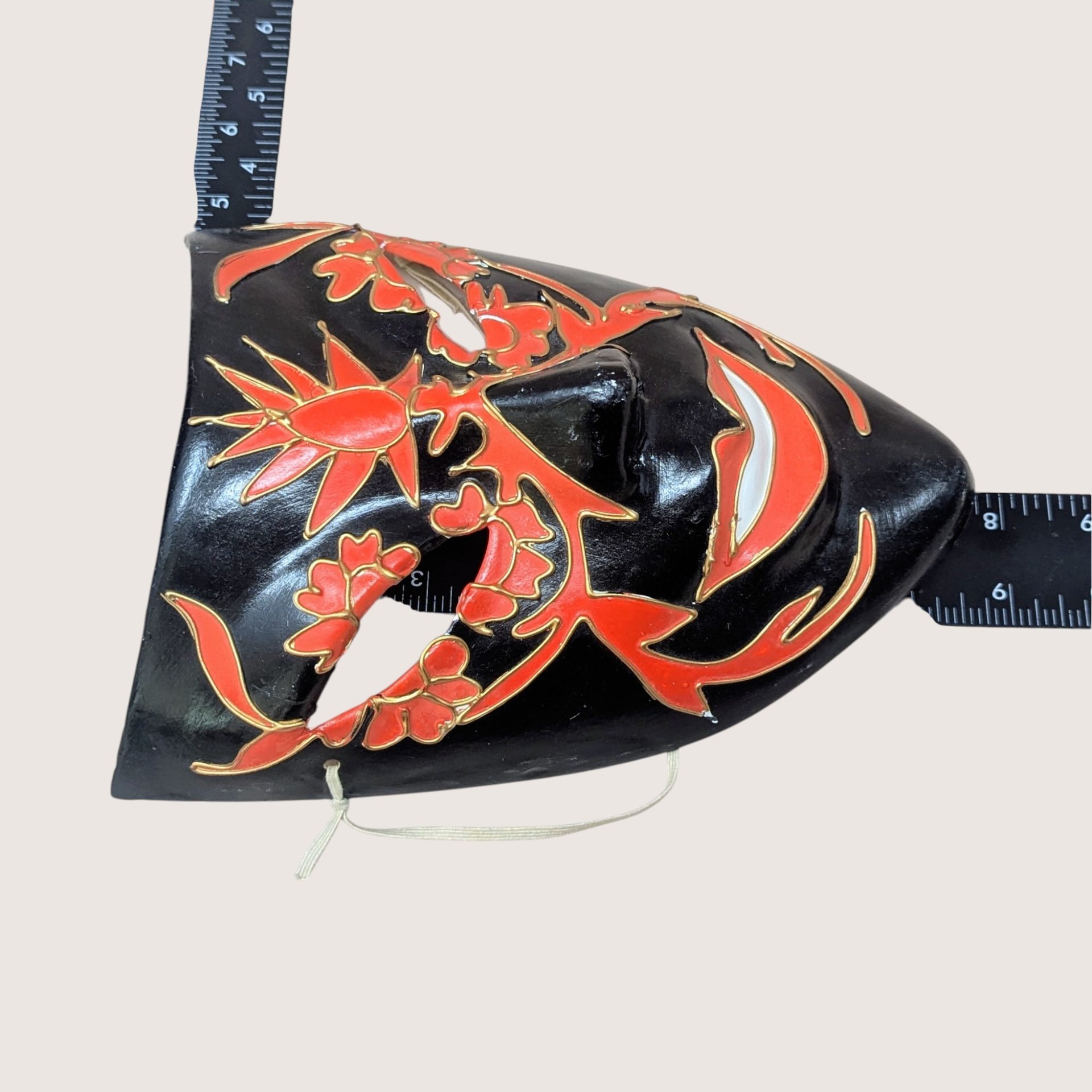 1980s Handmade Red and Black Mask Wall Art