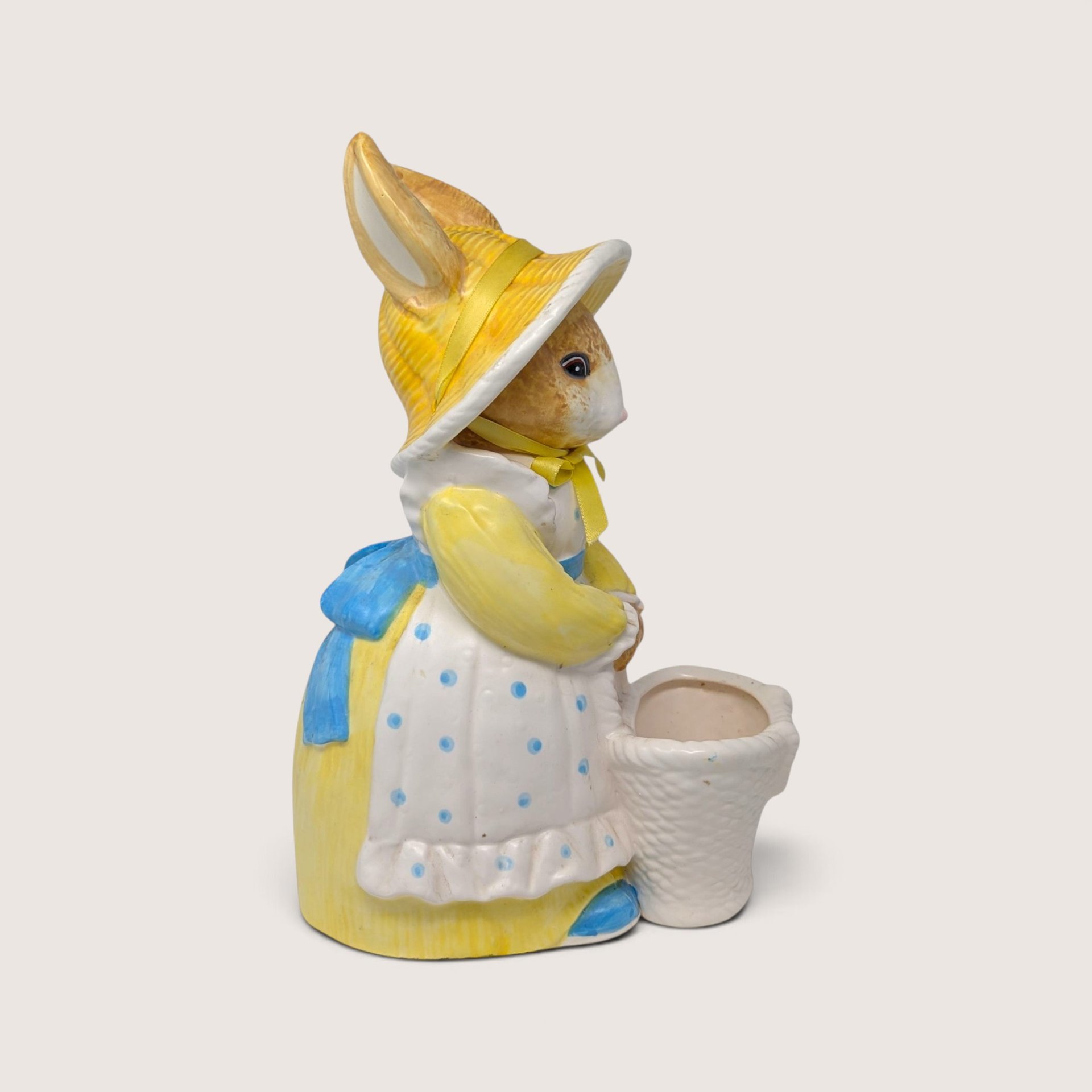 Vintage Dept 56 Ceramic Rabbit Planter Figurine