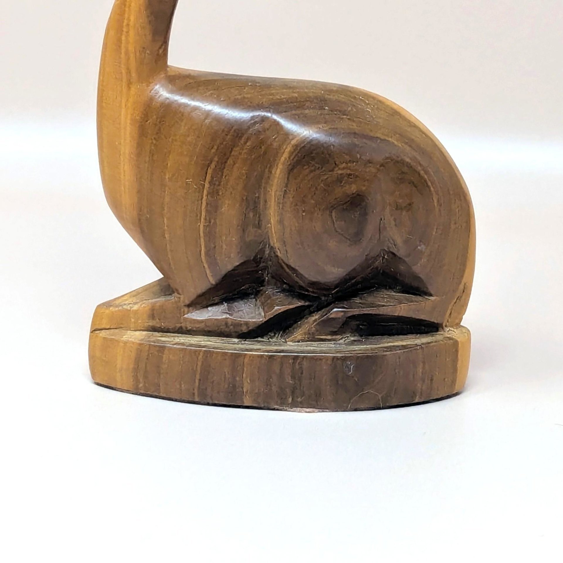 1960s Hand Carved Wood Seated Gazelle Figurine