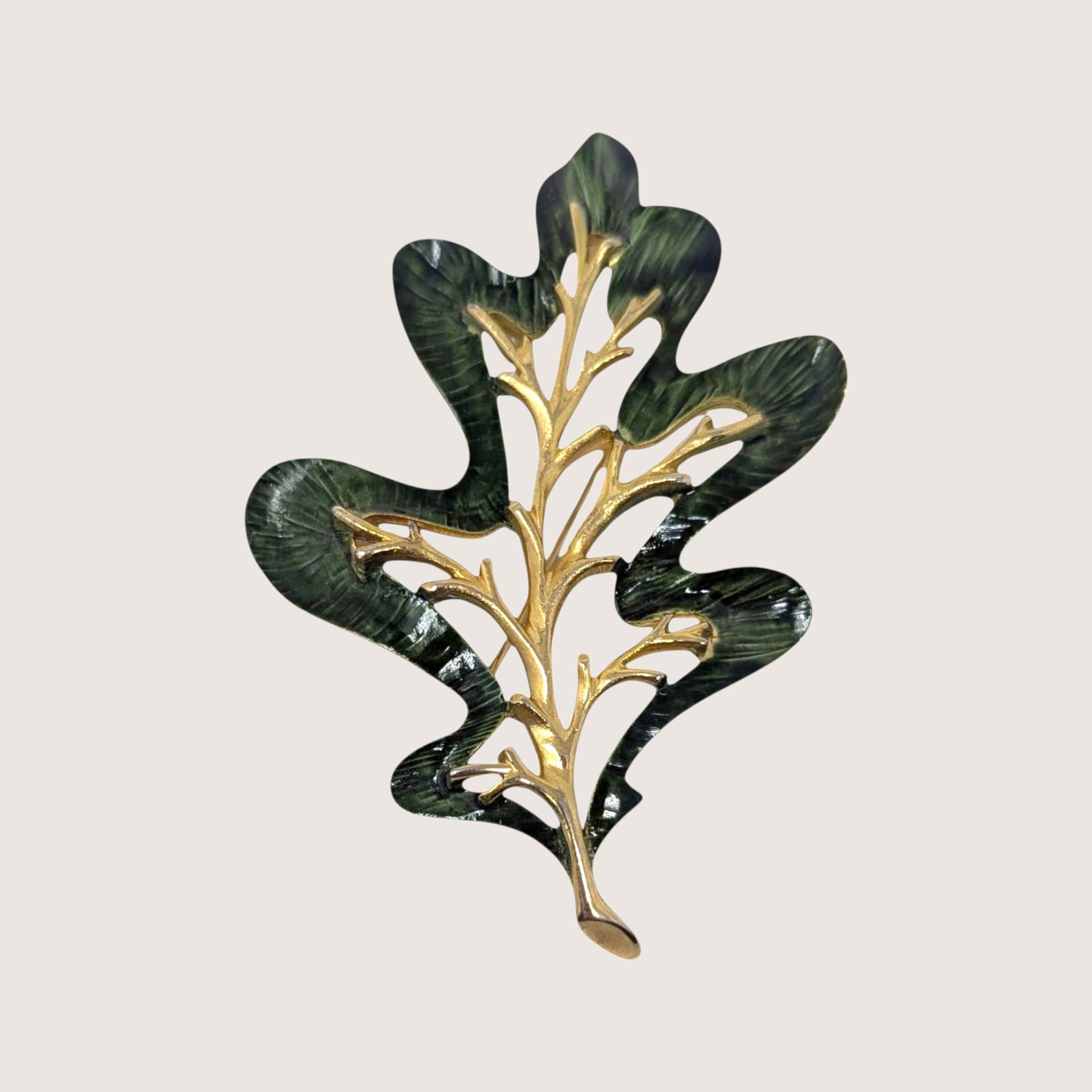 1960s Sarah Coventry Enchanted Forest Leaf Brooch and Earrings Set