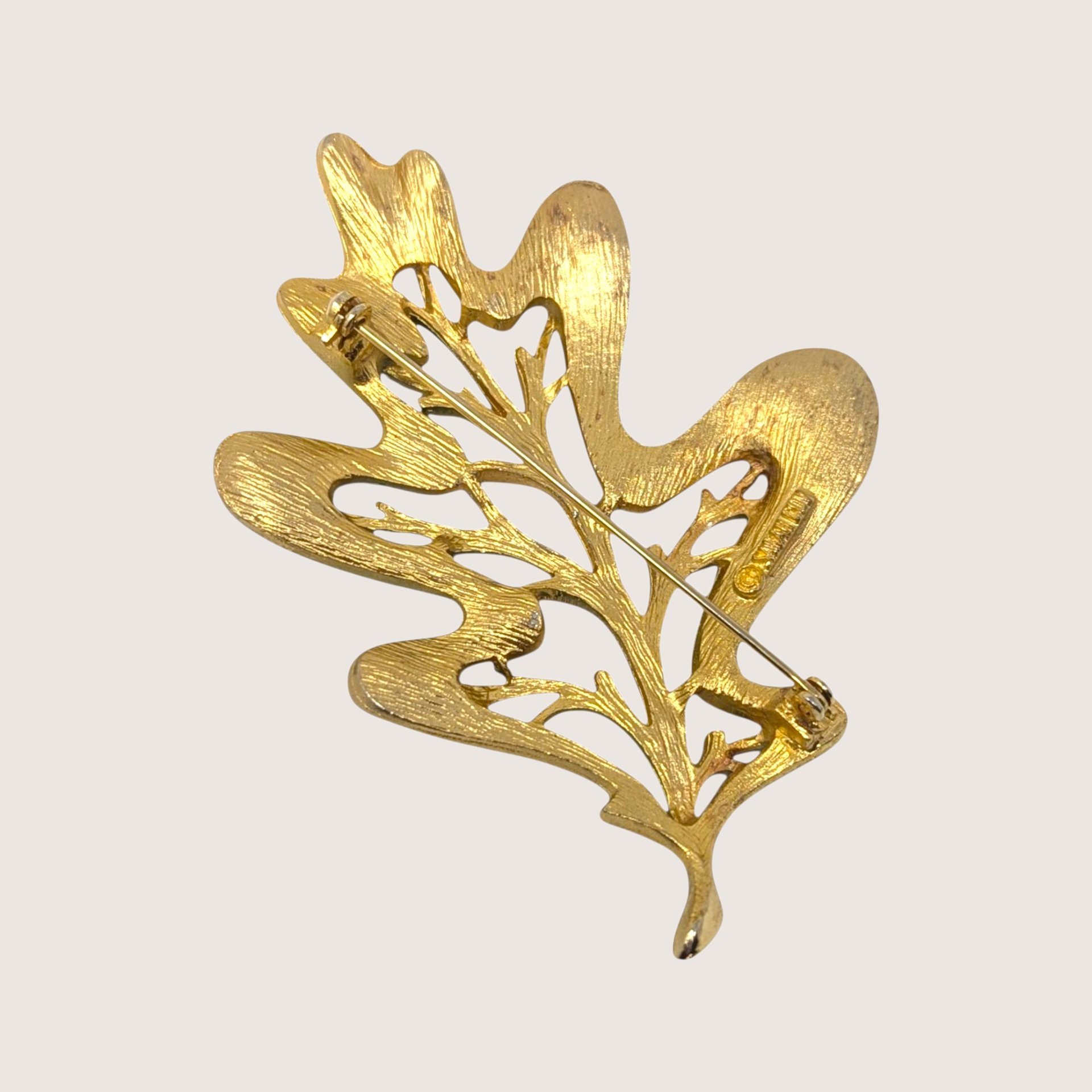 1960s Sarah Coventry Enchanted Forest Leaf Brooch and Earrings Set