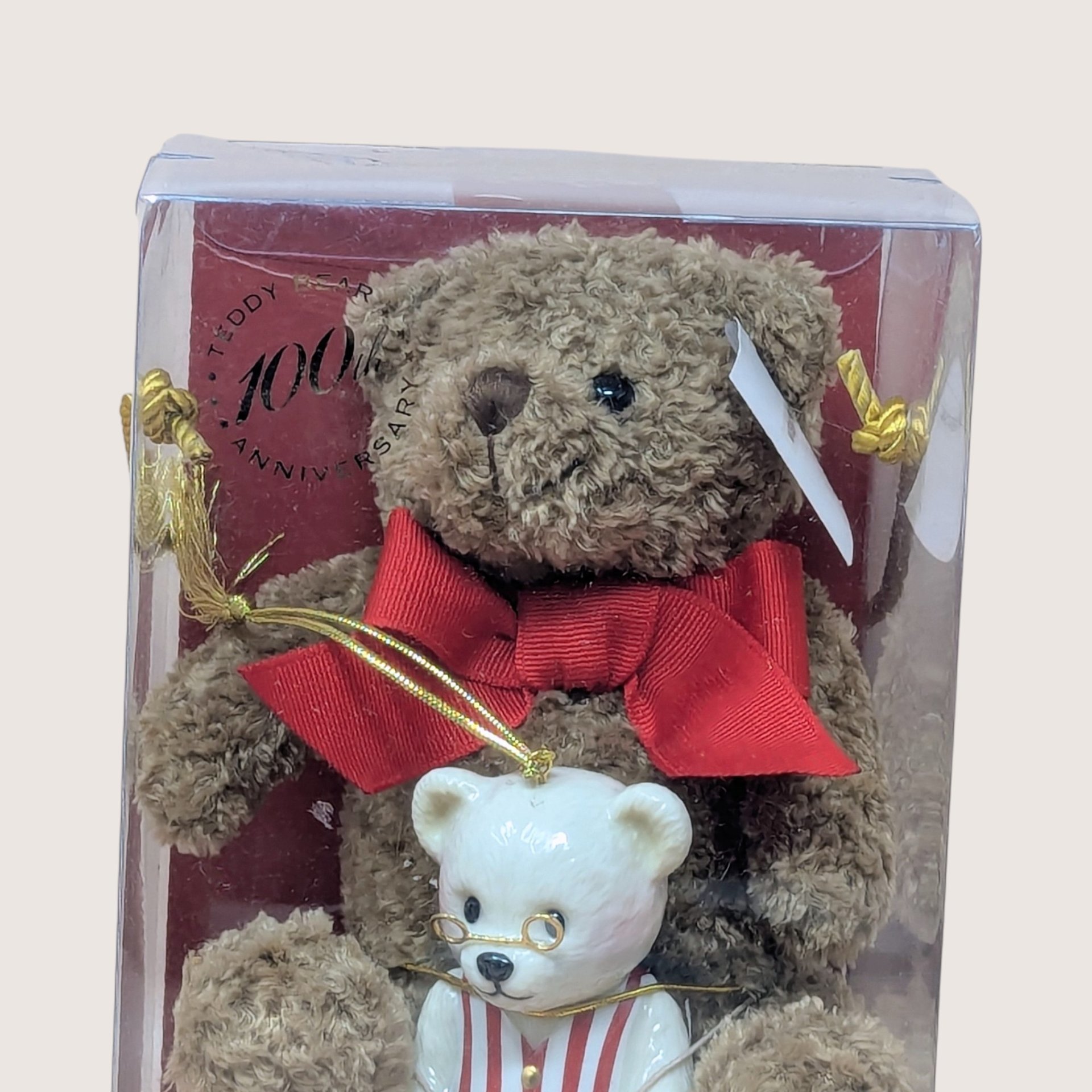 2002 Lenox American Bears Plush and Porcelain Ornament Set