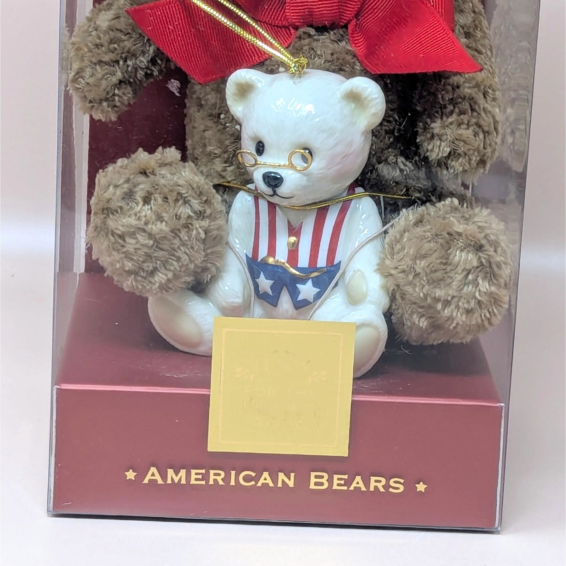 2002 Lenox American Bears Plush and Porcelain Anniversary Set