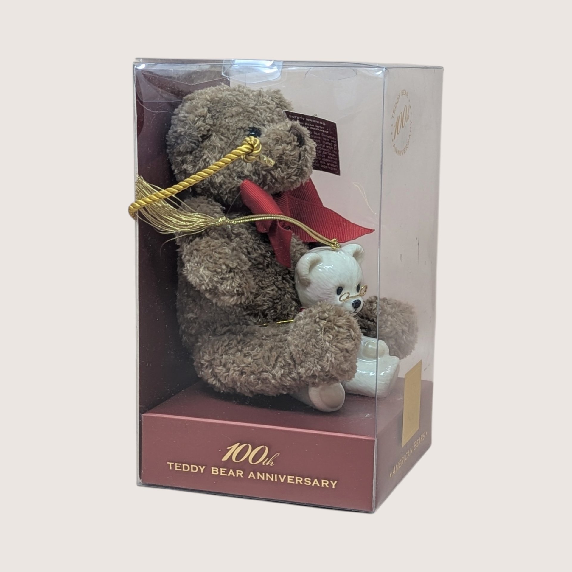2002 Lenox American Bears Plush and Porcelain Ornament Set