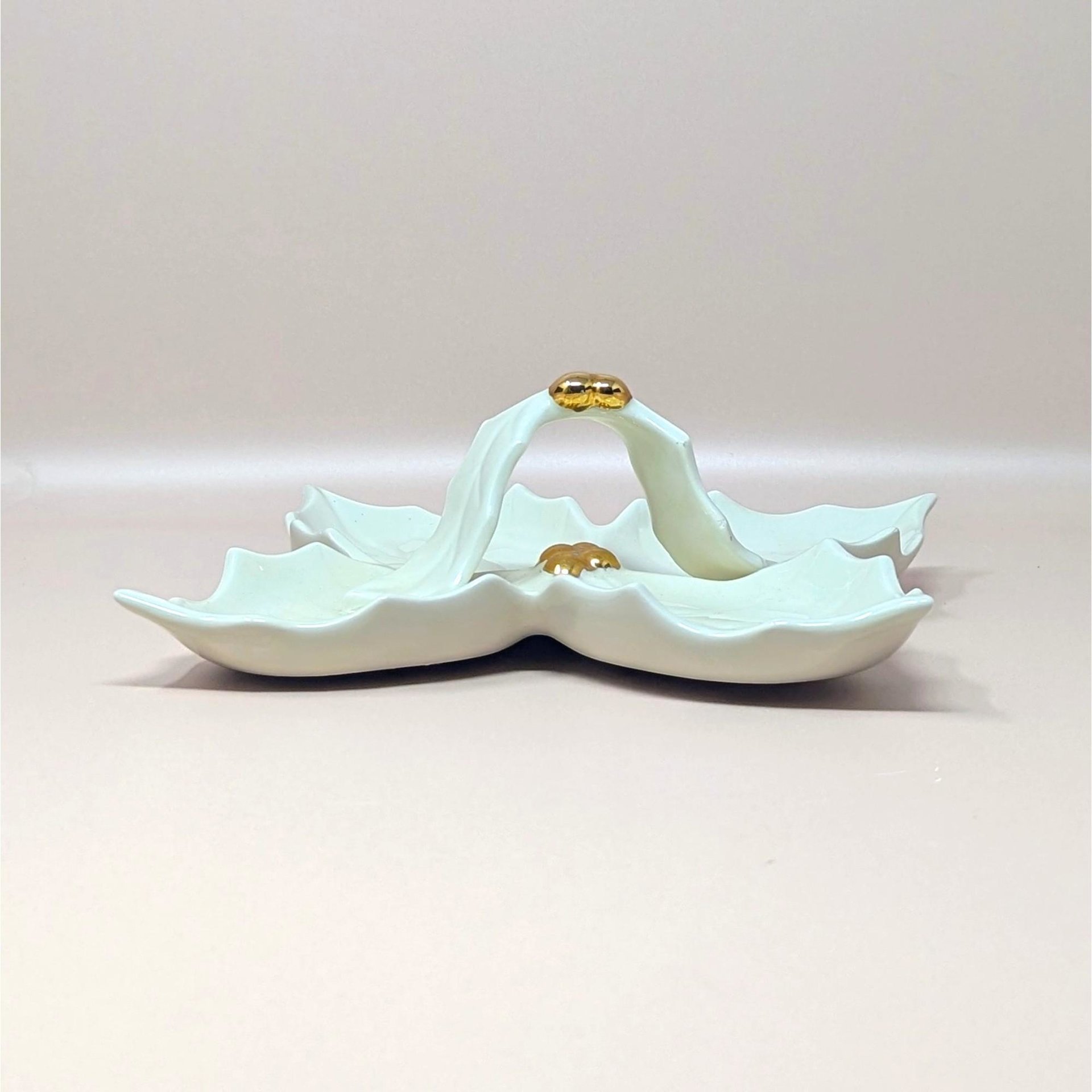 1960s Holland Mold Ceramic Four Part Leaf Dish