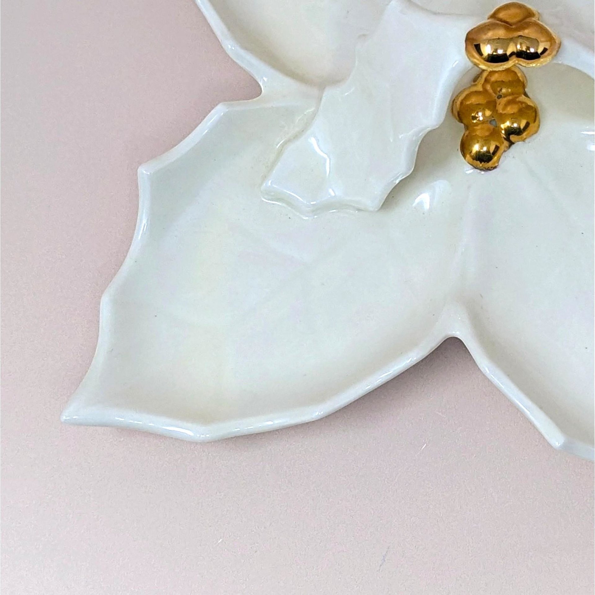 1960s Holland Mold Ceramic Four Part Leaf Dish