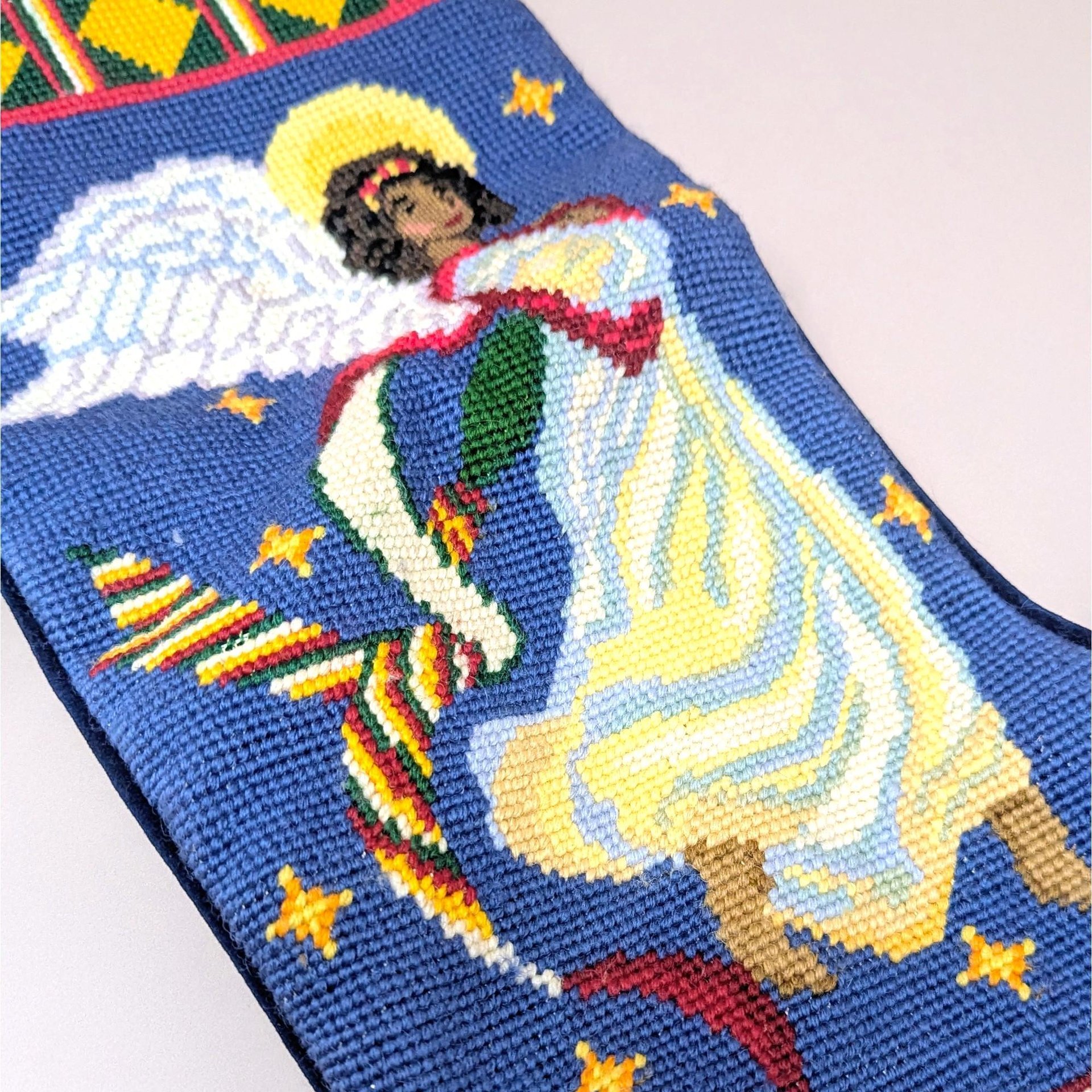 1990s Handmade Peace on Earth Stocking