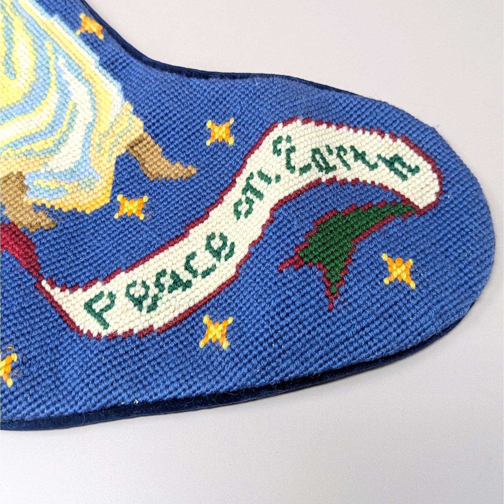 1990s Handmade Peace on Earth Stocking
