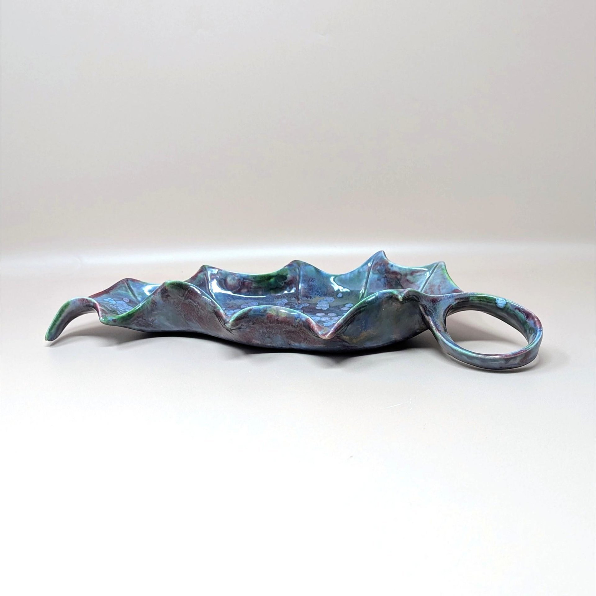 1970s Handmade Ceramic Holly Leaf Dish