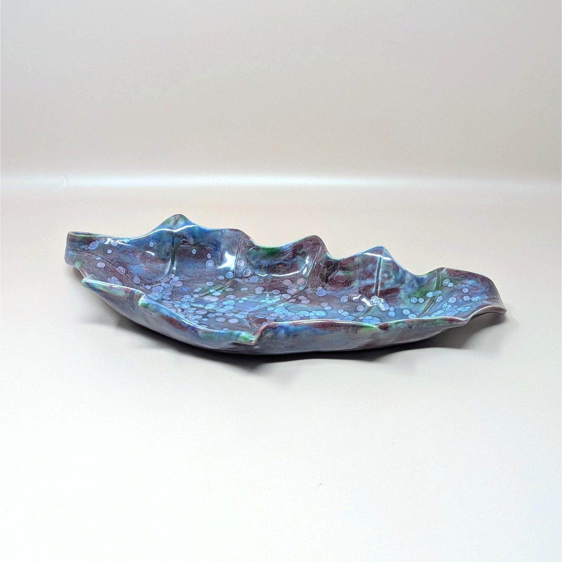 1970s Handmade Ceramic Holly Leaf Dish