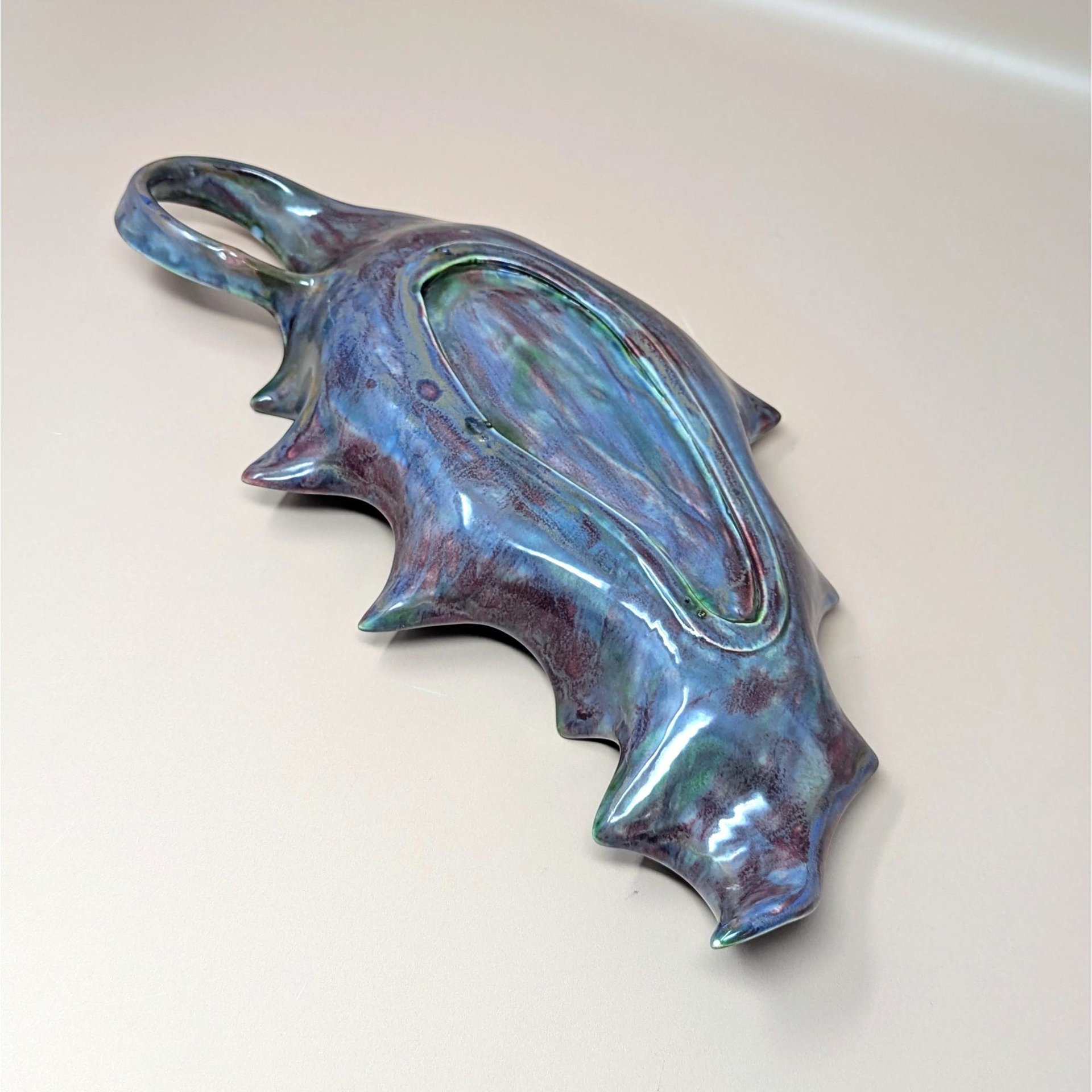 1970s Handmade Ceramic Holly Leaf Dish