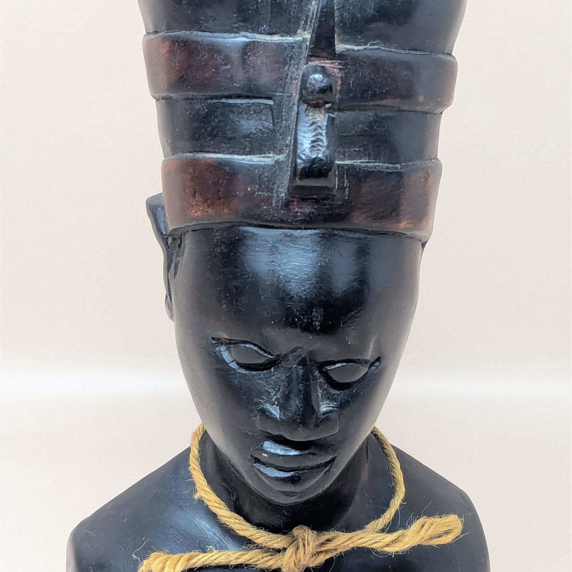 1970s Hand Carved Wood Queen Nefertiti Bust