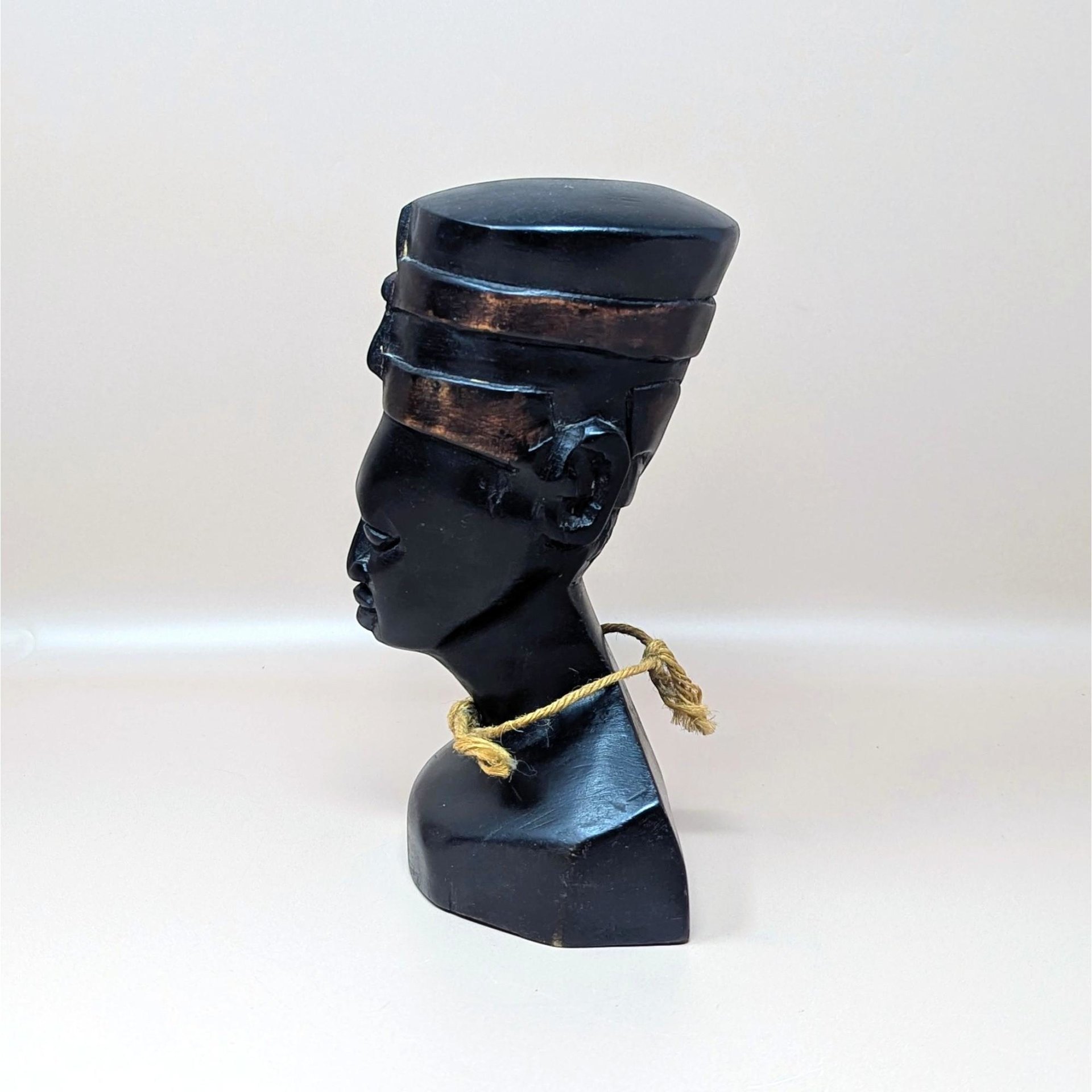 1970s Hand Carved Wood Queen Nefertiti Bust