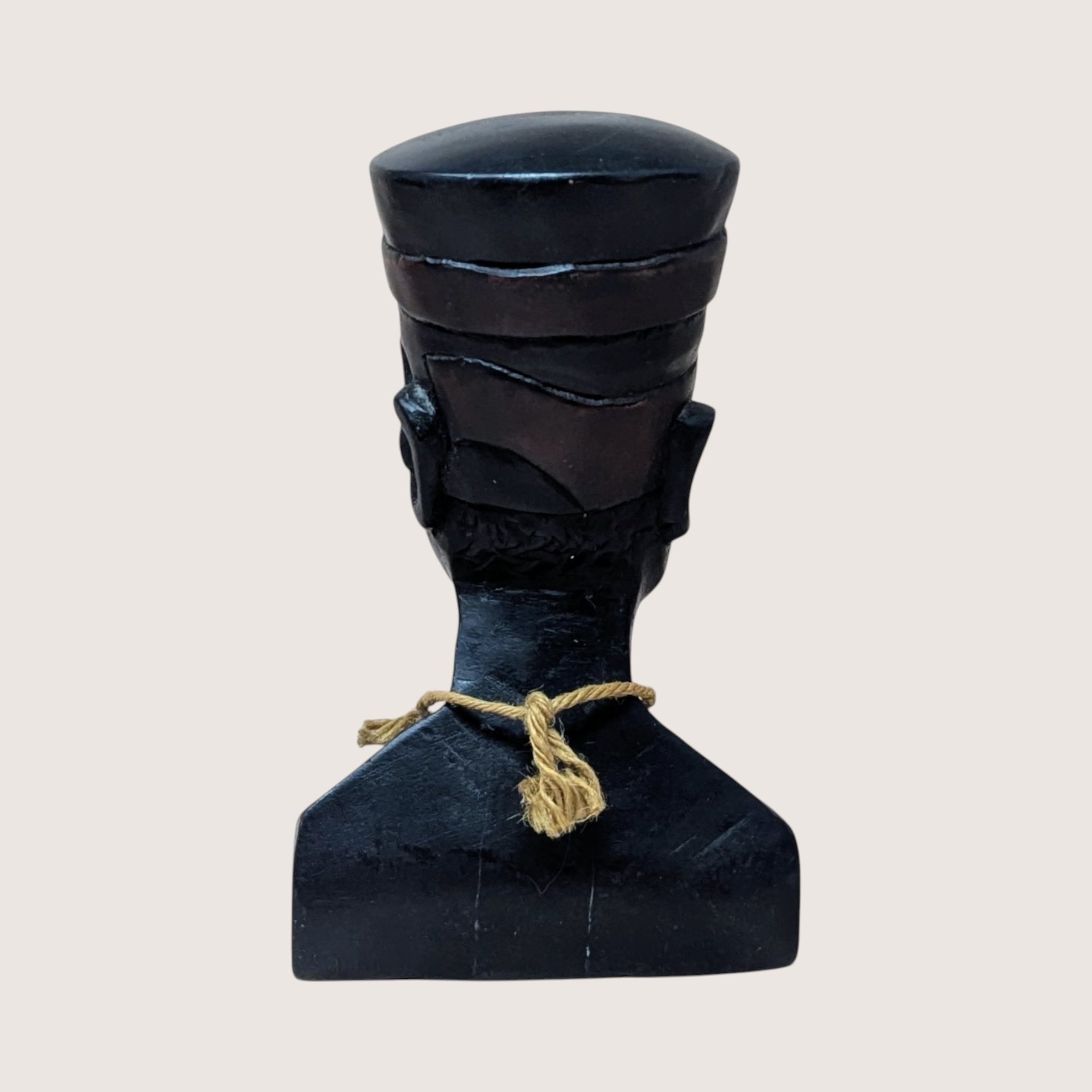 Vintage Ghana Handcrafted Wooden Bust Sculpture Figurine African