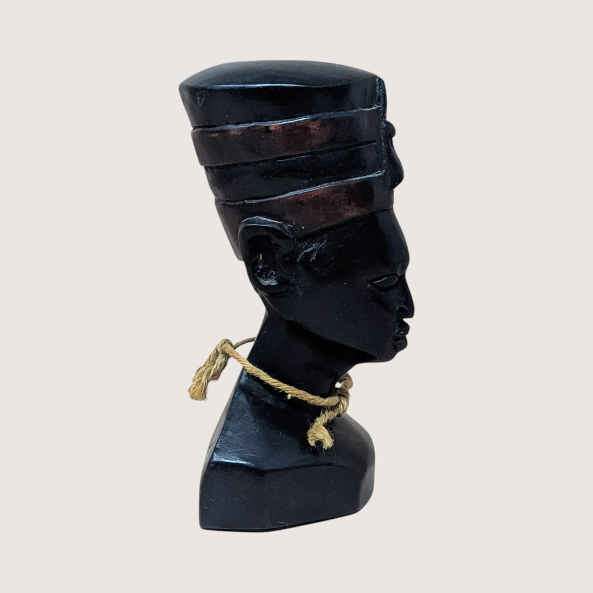 Vintage Ghana Handcrafted Wooden Bust Sculpture Figurine African