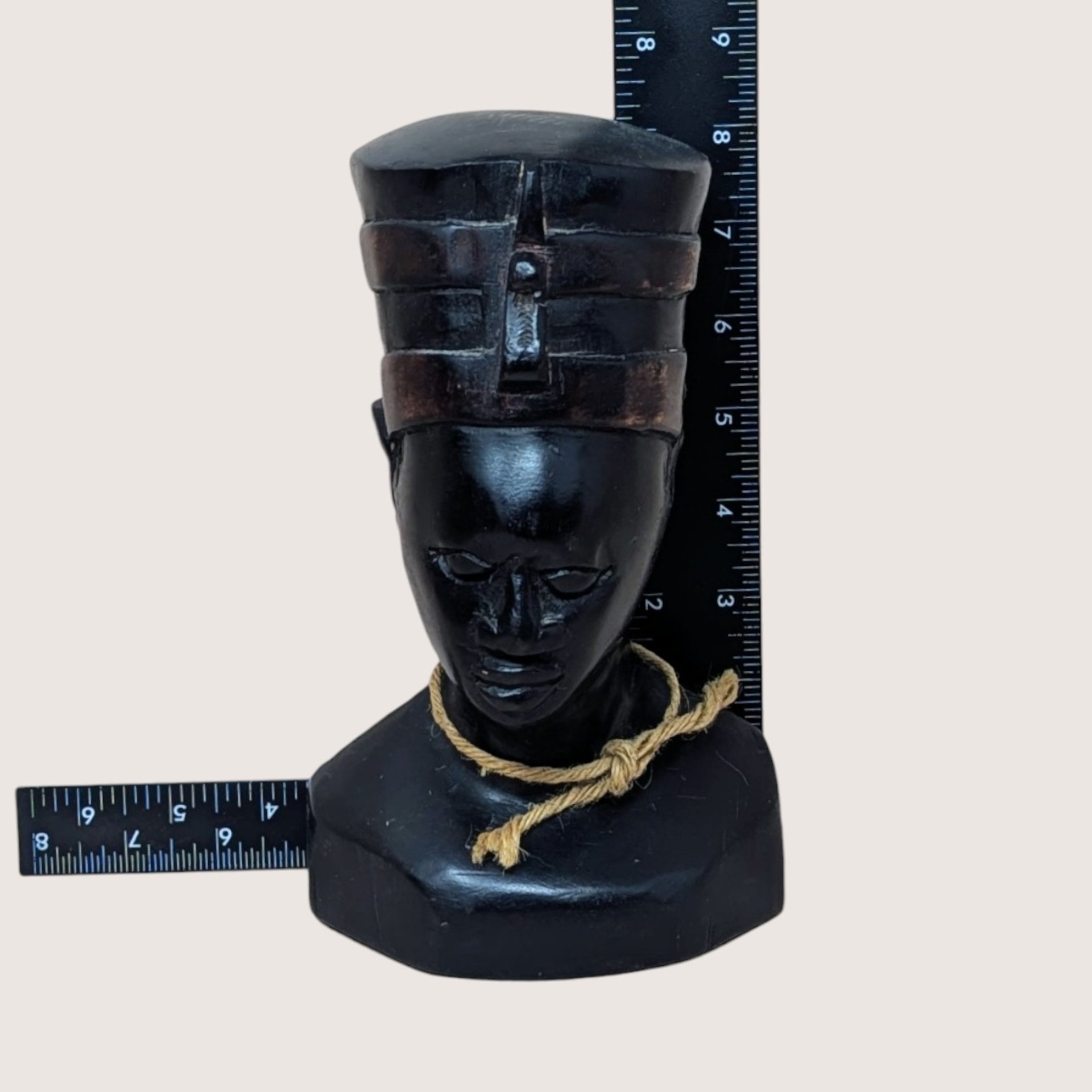 Vintage Ghana Handcrafted Wooden Bust Sculpture Figurine African