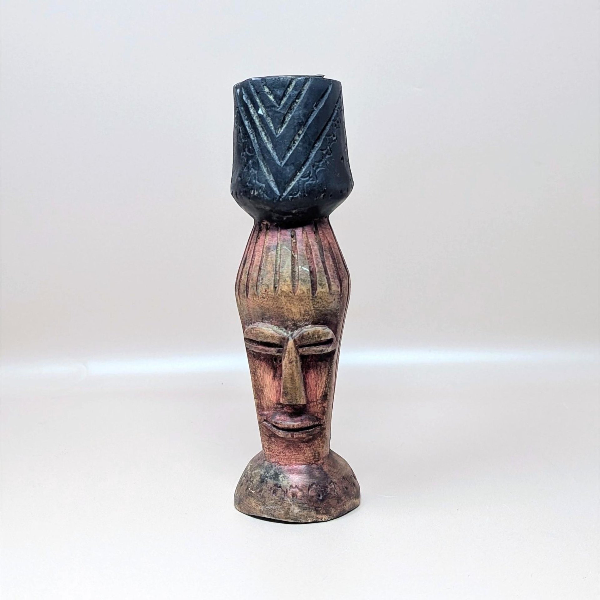 1970s Hand Carved Wood Candlestick Holders Pair