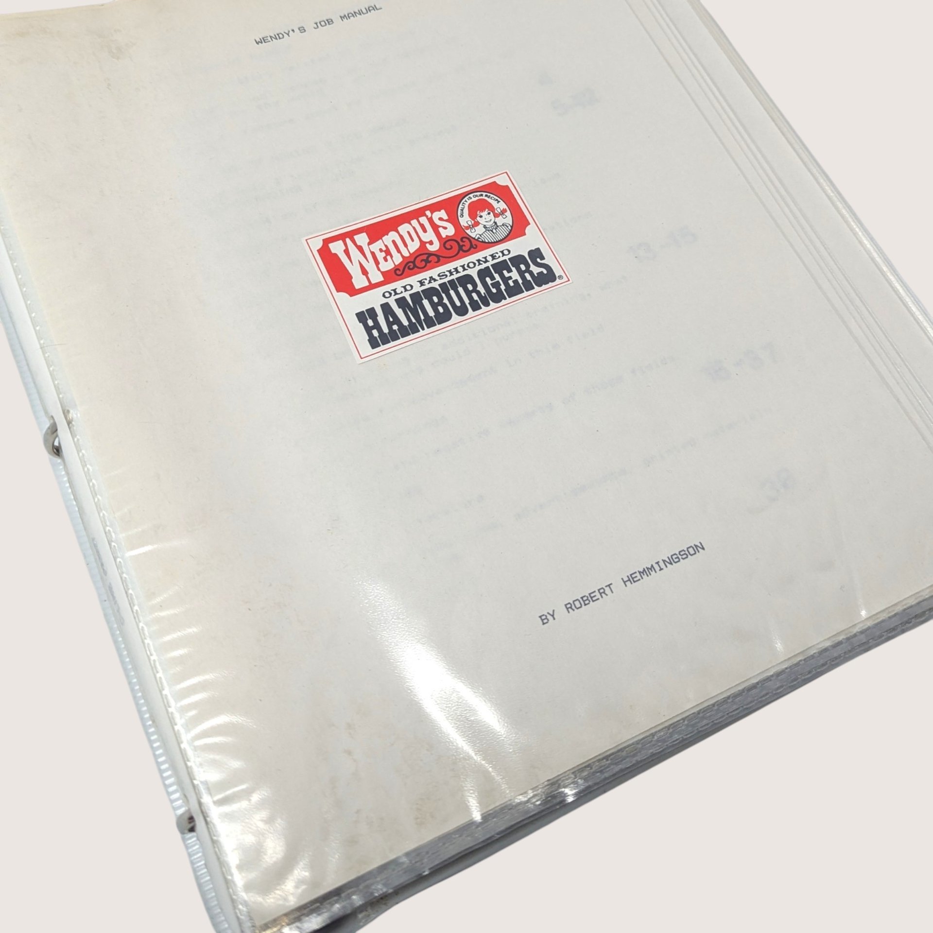 1980s Wendy's Employee Instruction Training Manual 3 Ring Binder