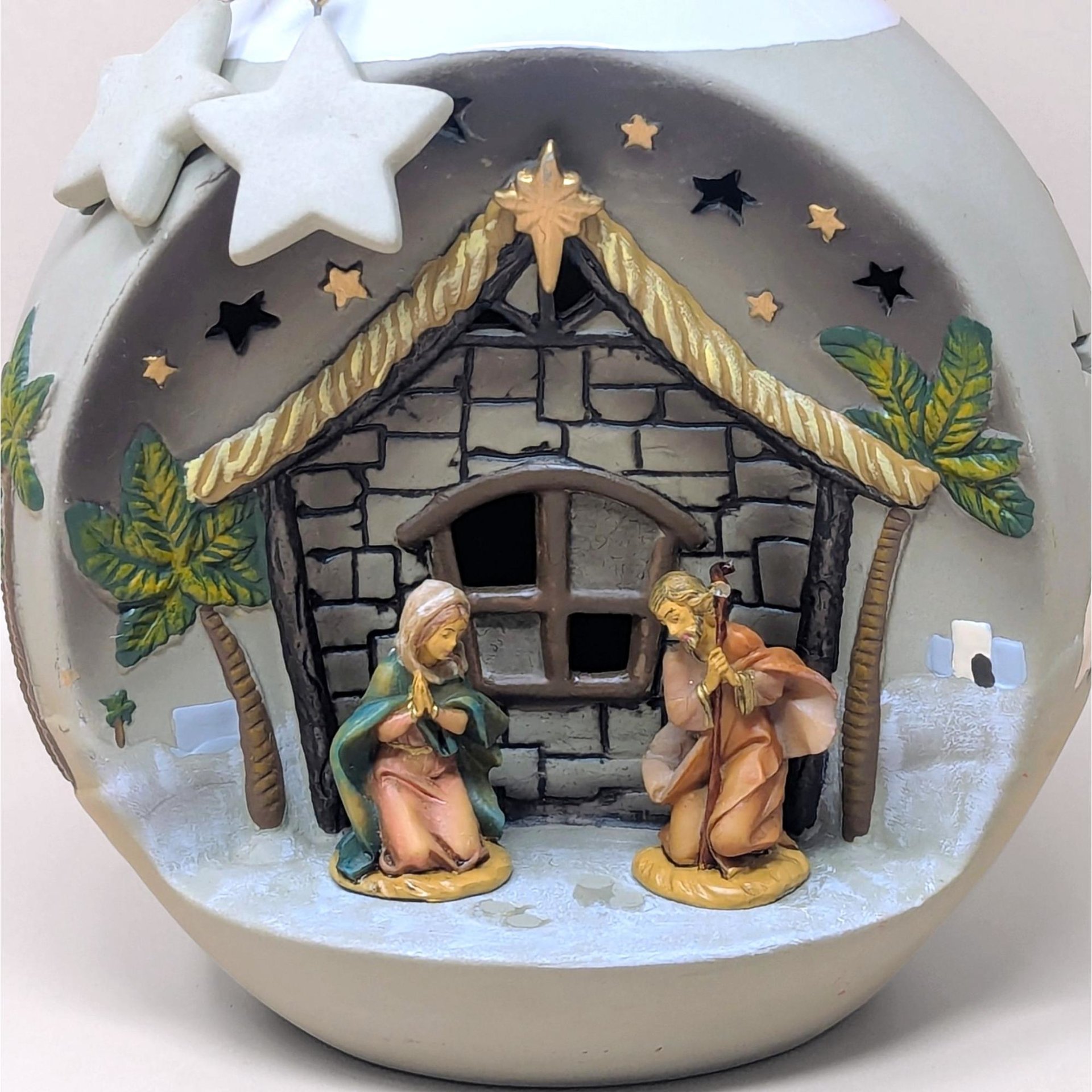 1990s Roman Inc Ceramic Light Up Nativity Vase