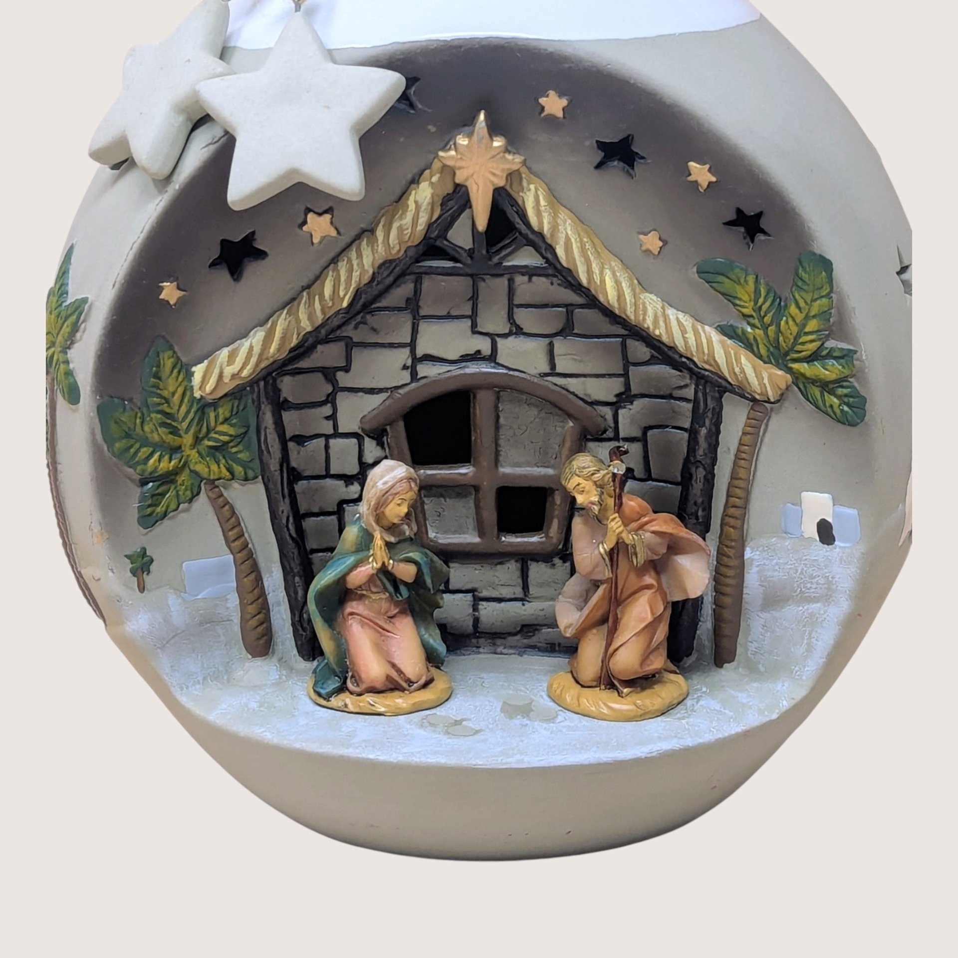 1990s Roman Inc Ceramic Light Up Nativity Vase Holiday Luminary