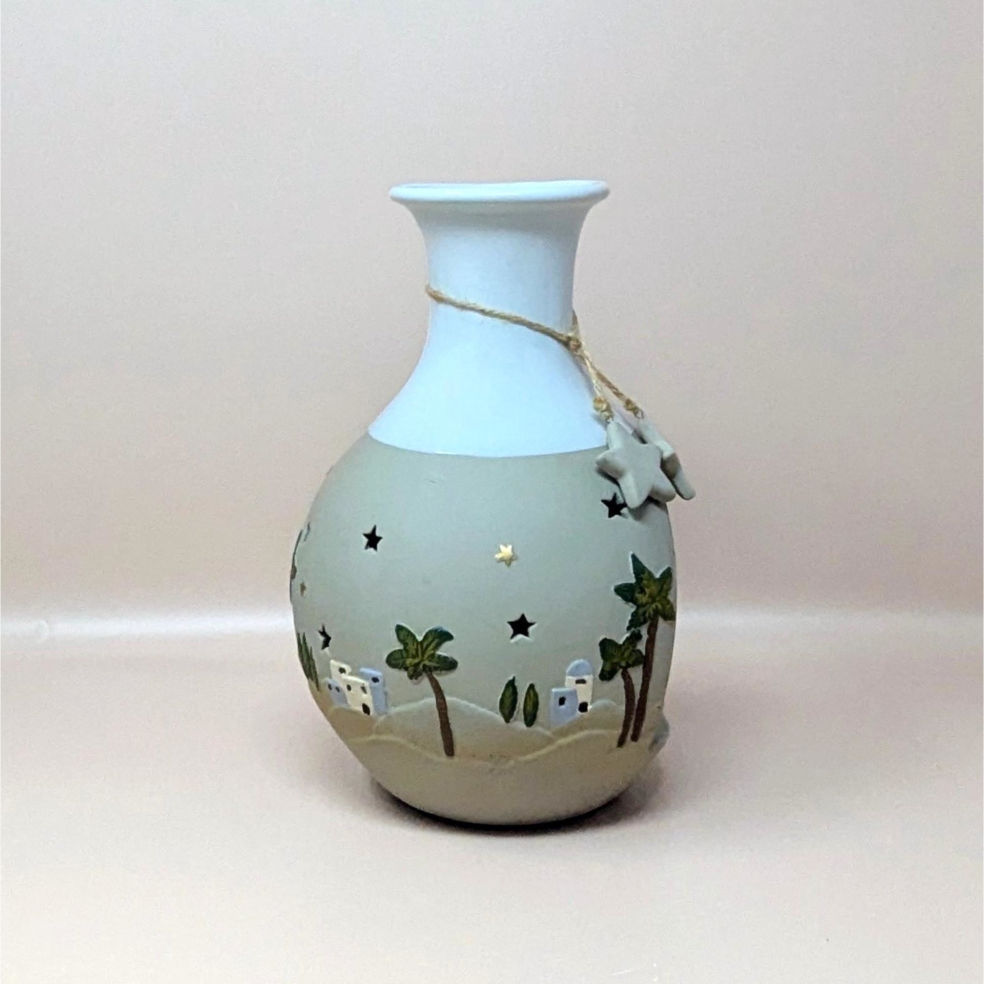 1990s Roman Inc Ceramic Light Up Nativity Vase