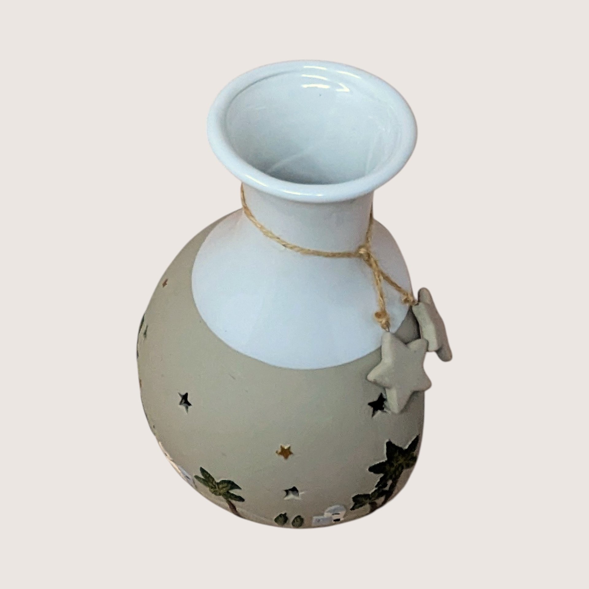 1990s Roman Inc Ceramic Light Up Nativity Vase Holiday Luminary