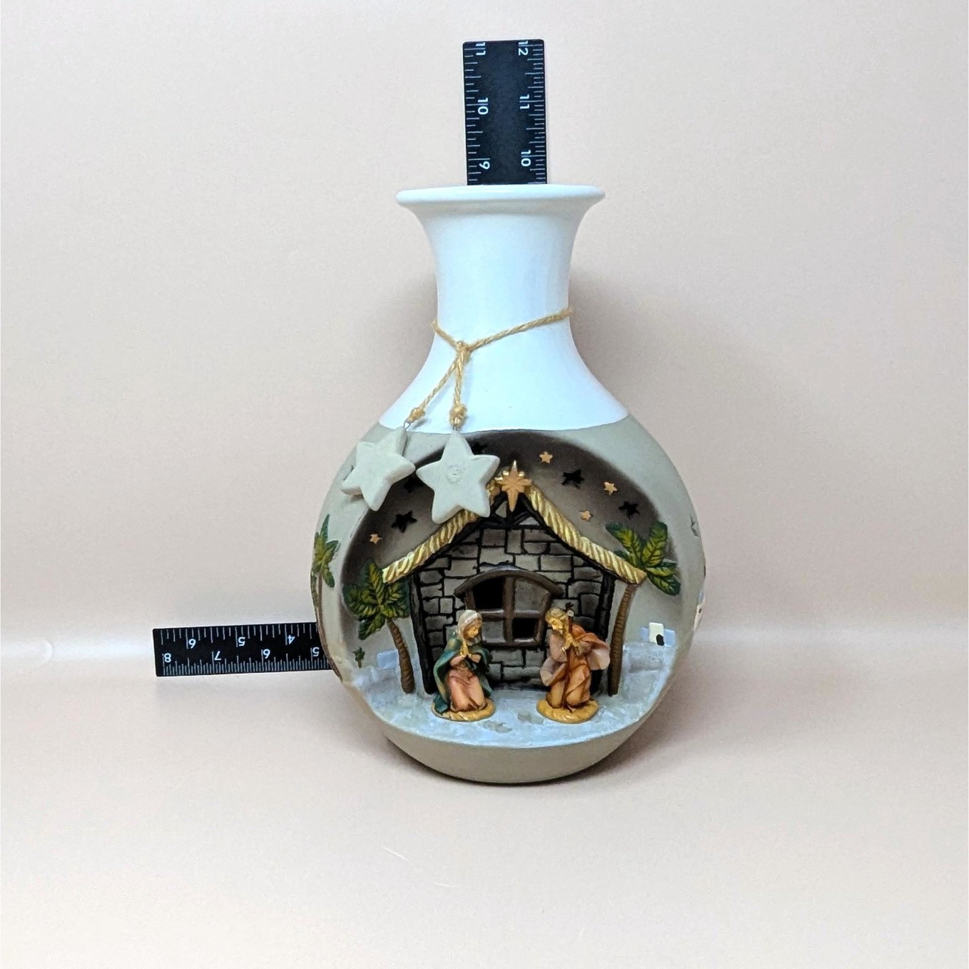 1990s Roman Inc Ceramic Light Up Nativity Vase