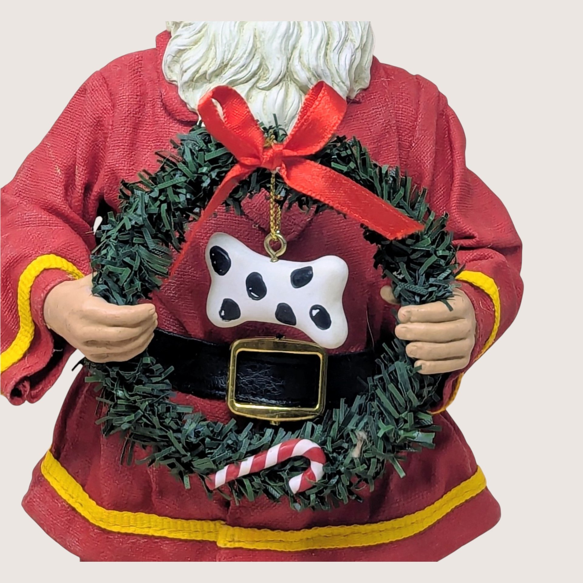 1990s Fabriche Kurt Adler Stiffened Fabric Fireman Santa Figurine
