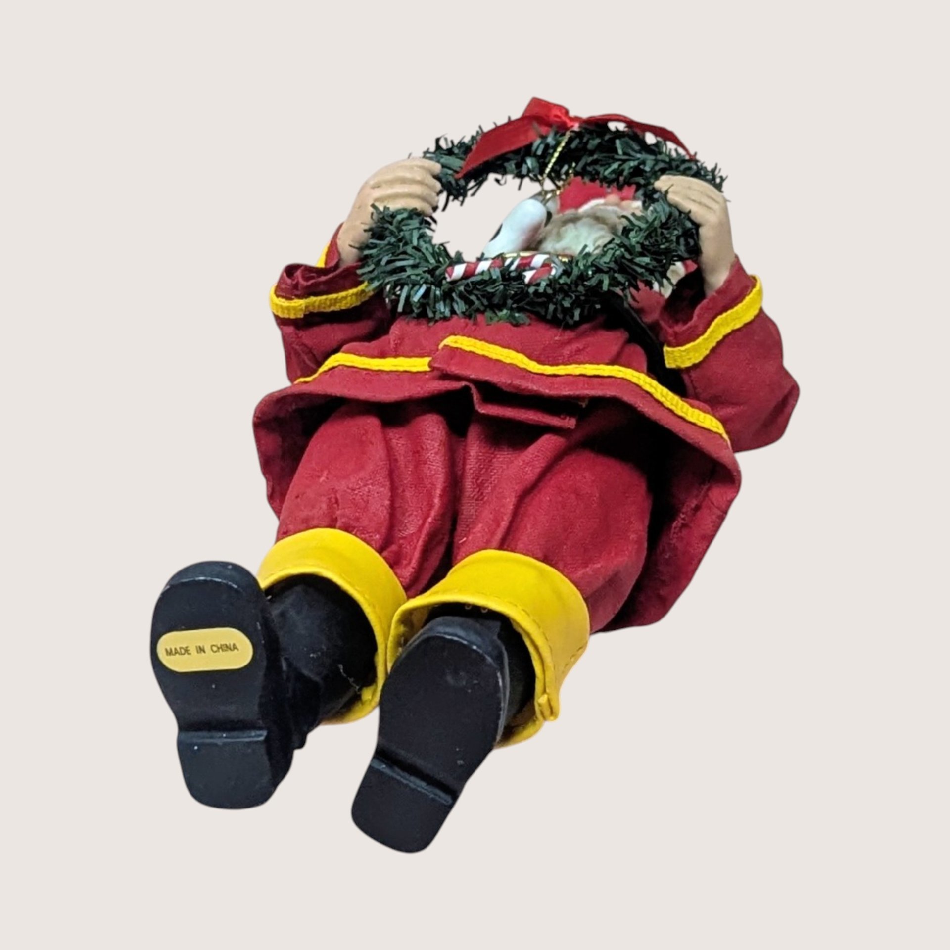 1990s Fabriche Kurt Adler Stiffened Fabric Fireman Santa Figurine